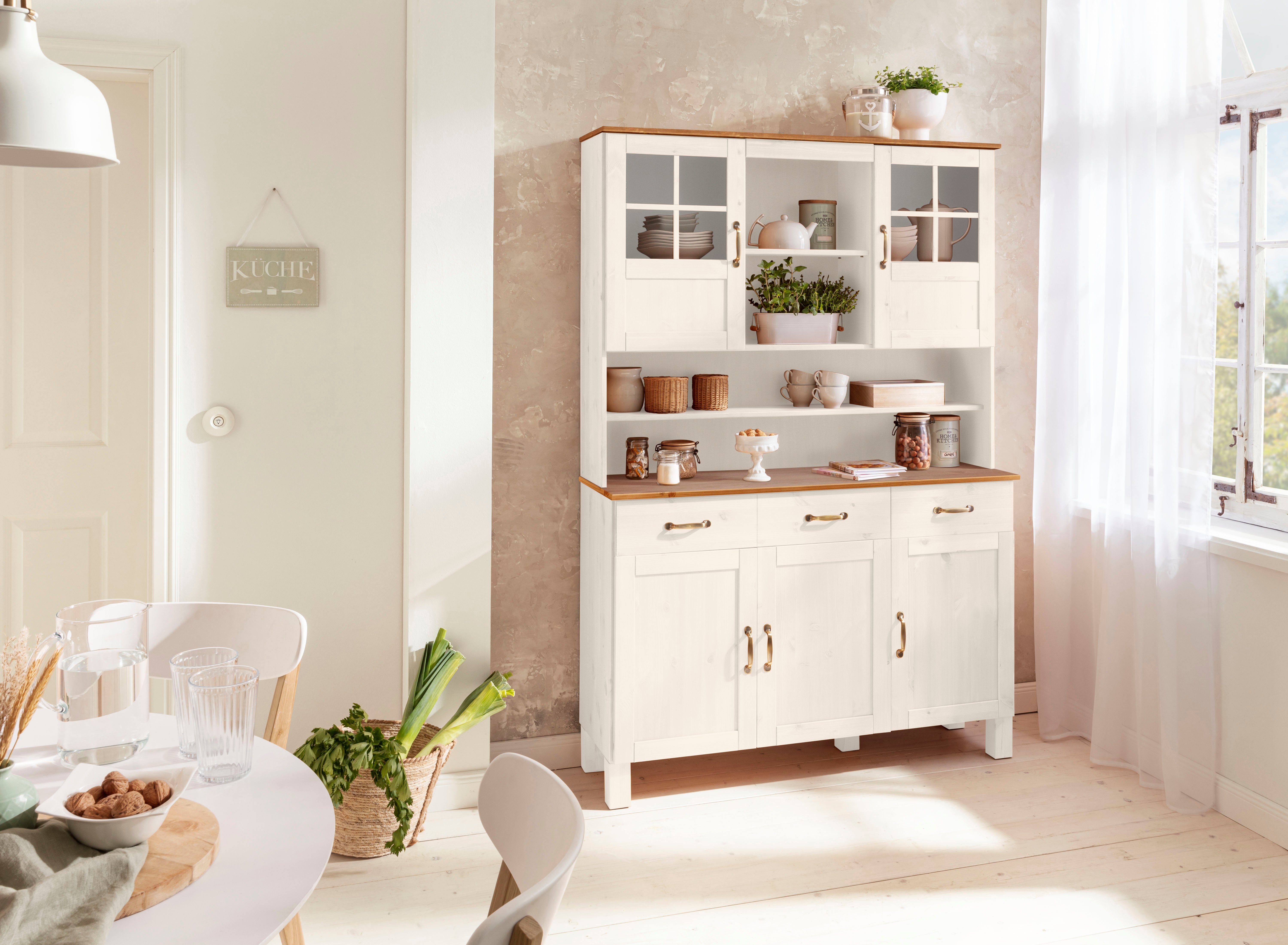 Home affaire Keukenbuffet Alby Breedte 125 cm, 2 glasdeuren, 2 laden