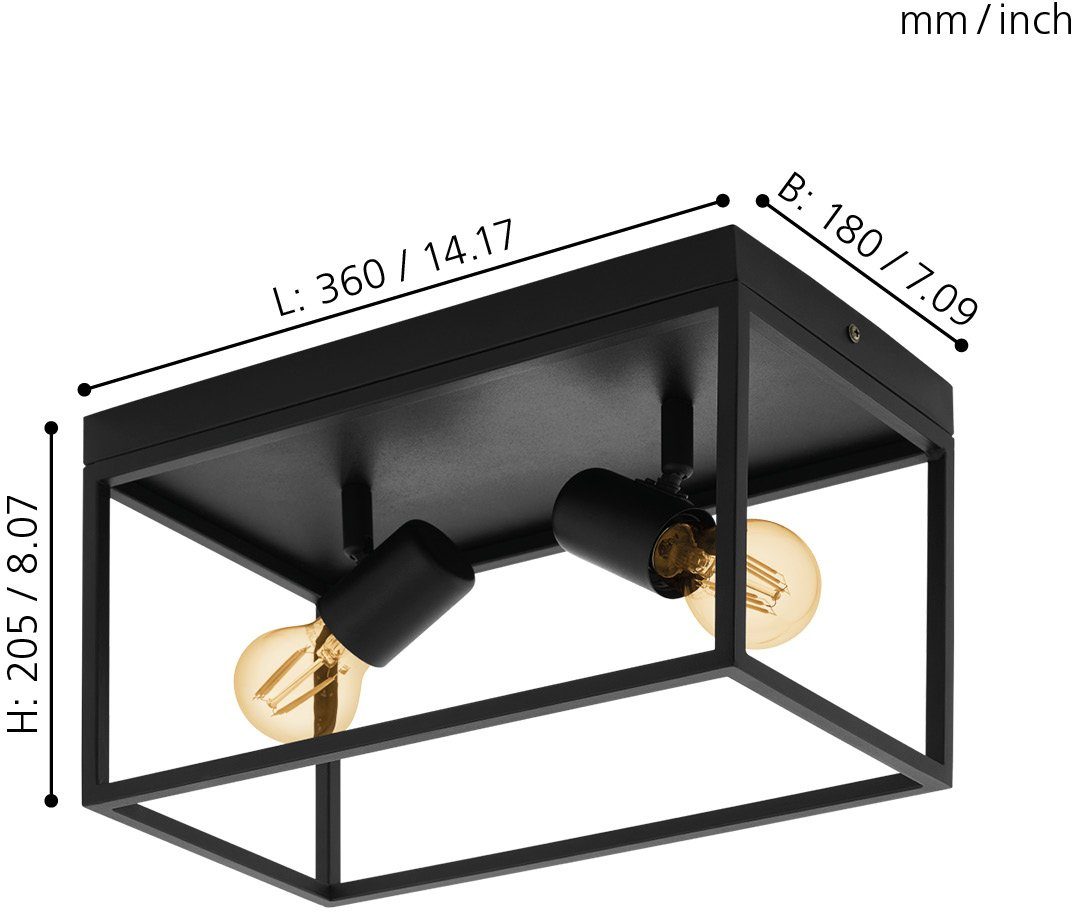 EGLO Plafondlamp SILENTINA Plafondlamp, Industrial, Lamp voor de woonkamer, keukenlamp, Vloerlamp (1 stuk)