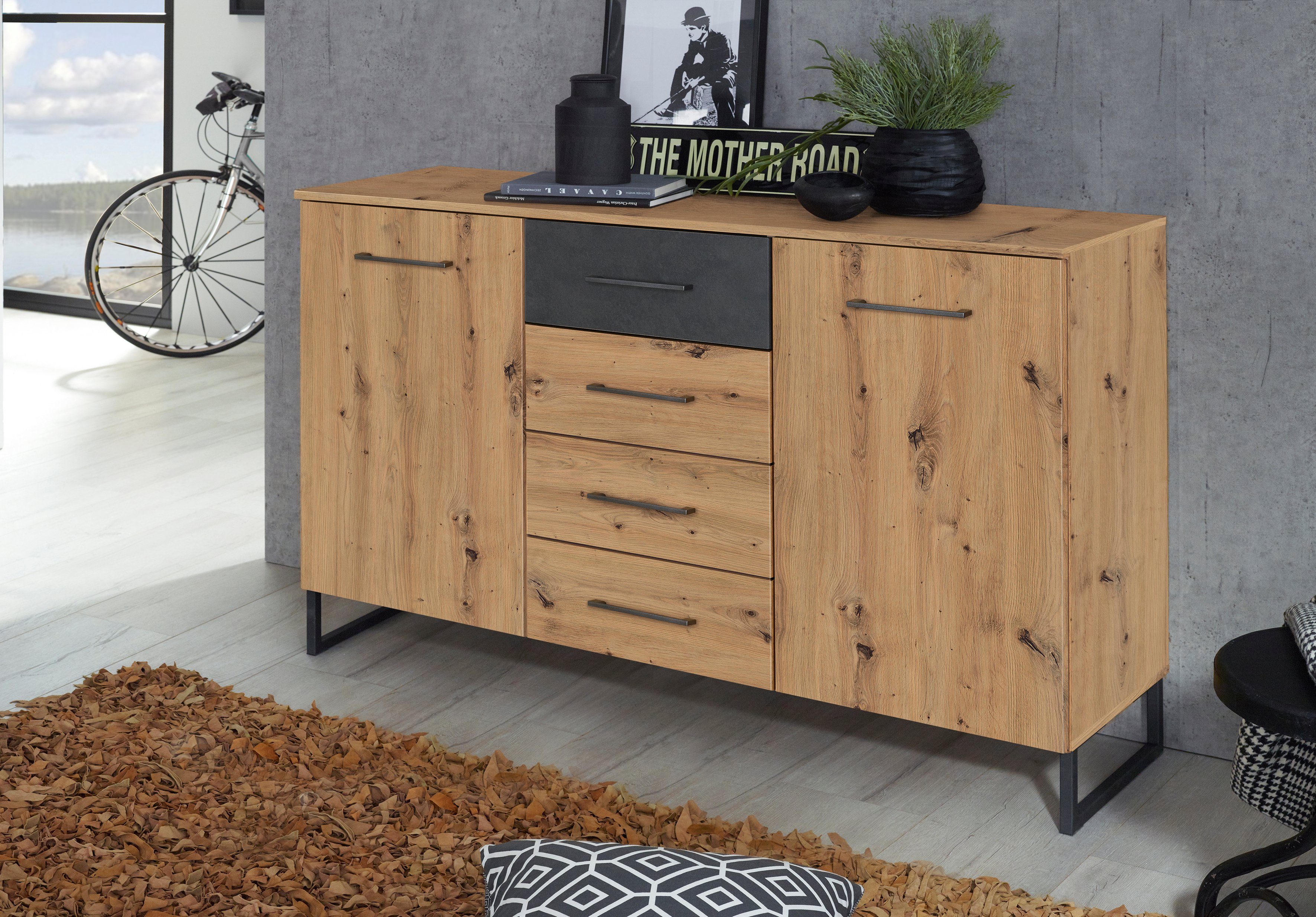 rauch Kast met laden en deuren TAMPA in moderne industriële stijl commodes & ladekasten bruin