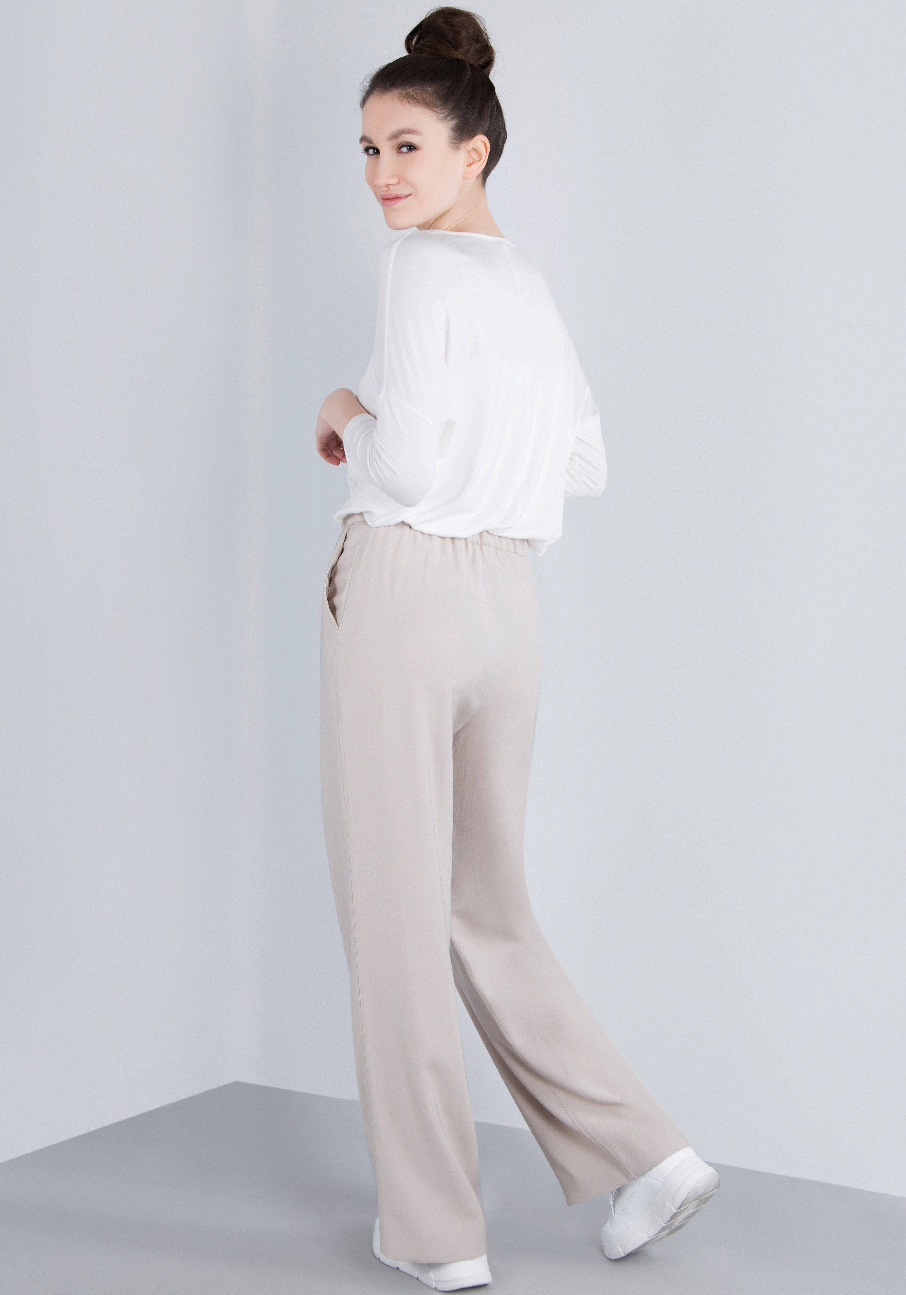 IMPERIAL Bandplooibroek Casual wijde broek met elastische tailleband aan de achterkant