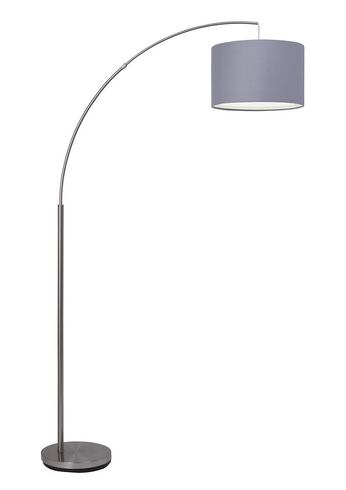 Brilliant Leuchten Booglamp Clarie 1,8m hoogte, e27 max. 60w, stoffen kap, metaal/textiel