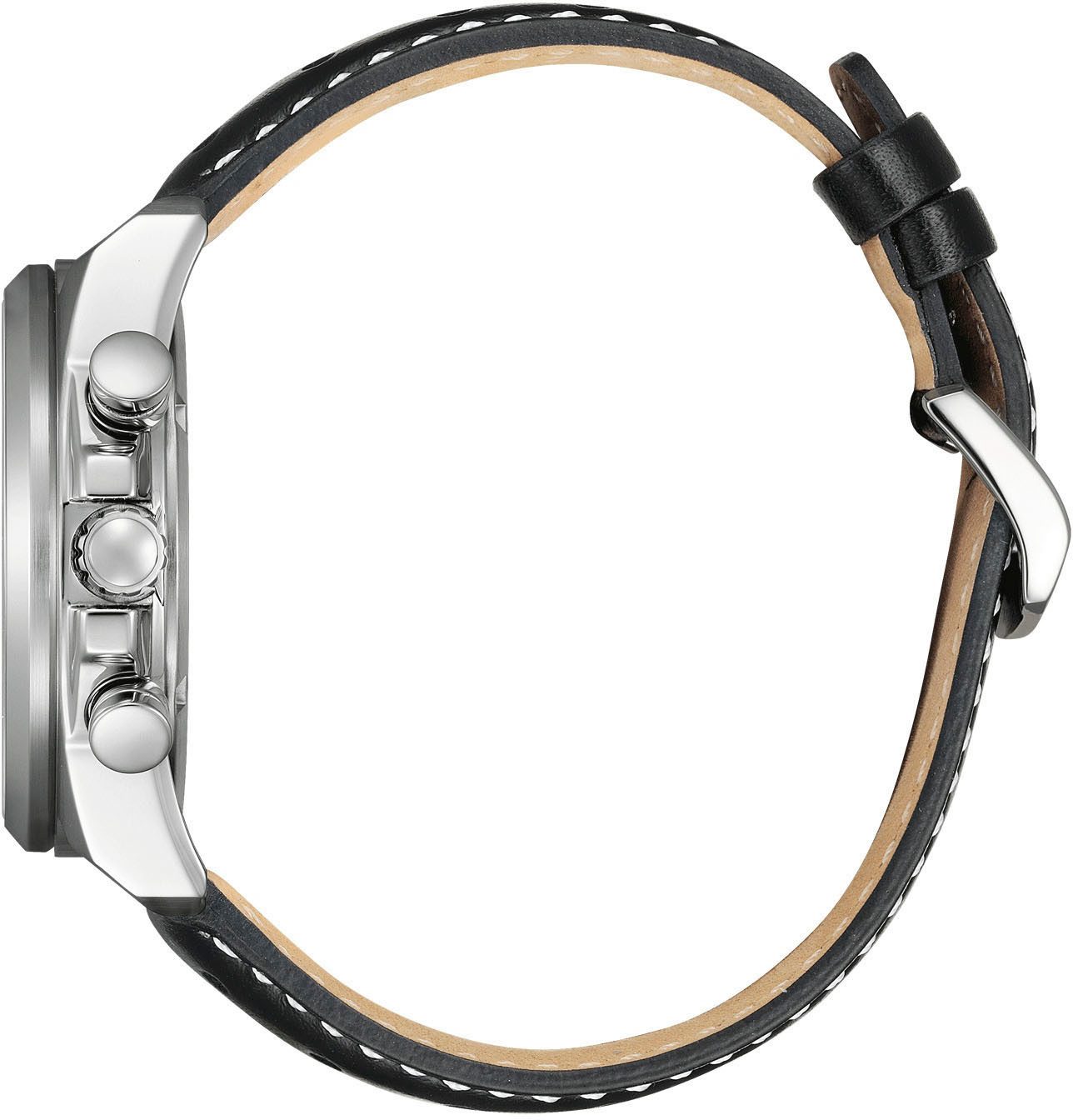 Citizen Chronograaf Polshorloge, solar, herenhorloge, leren band, analoog, dag, stopwatchfunctie