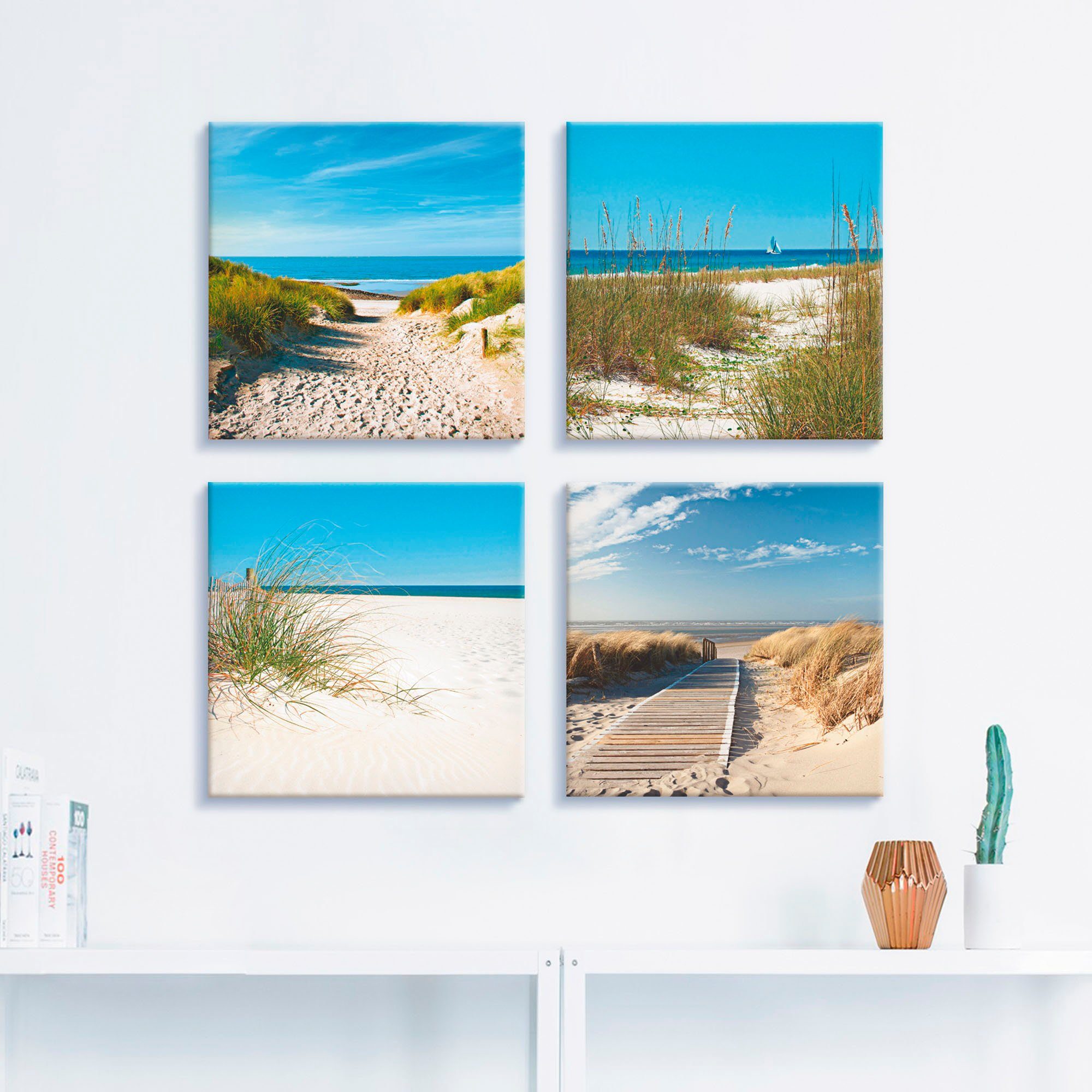 Artland Artprint op linnen Strand en duinen set van 4, verschillende maten (4-delig)