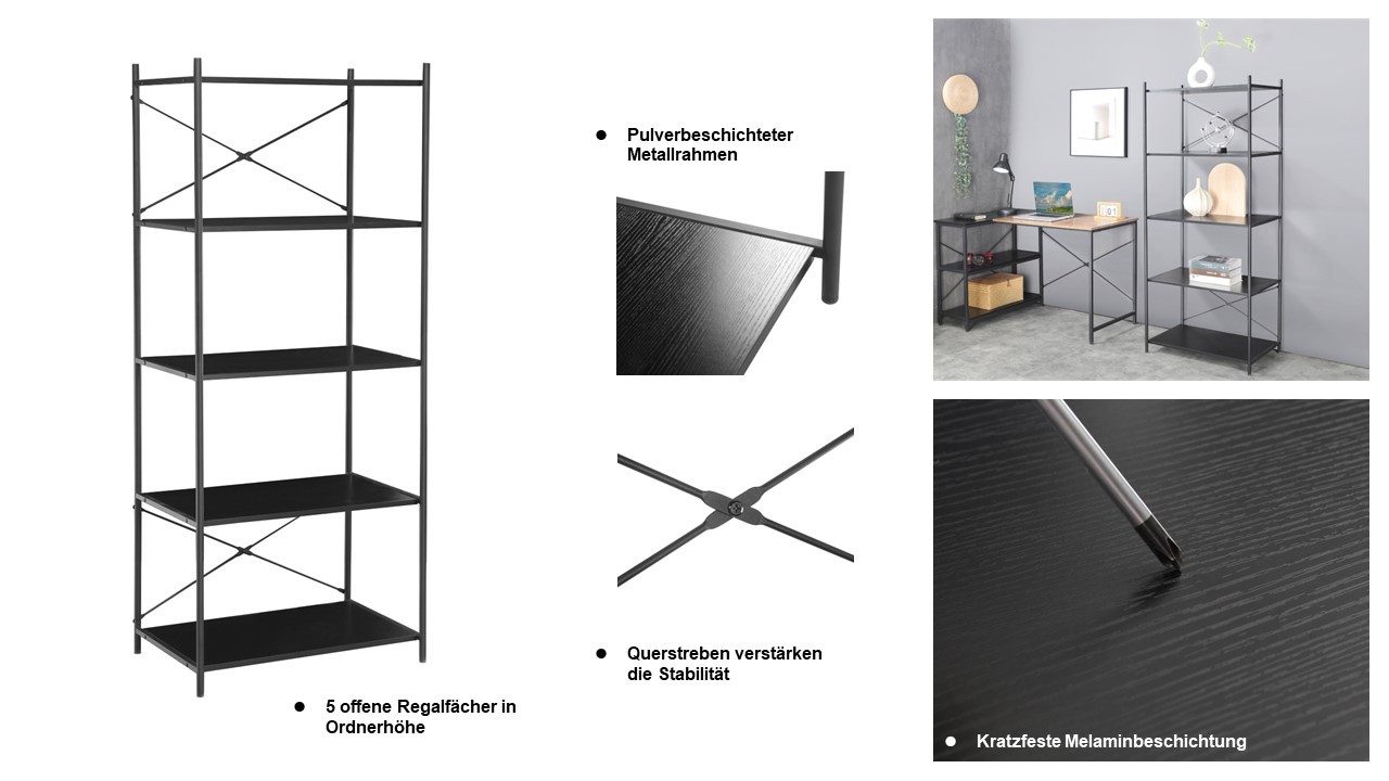 INOSIGN Ordnerrek Koperno Boekenrek, metalen frame, 4 vakken voor ordners, hoogte 169 cm