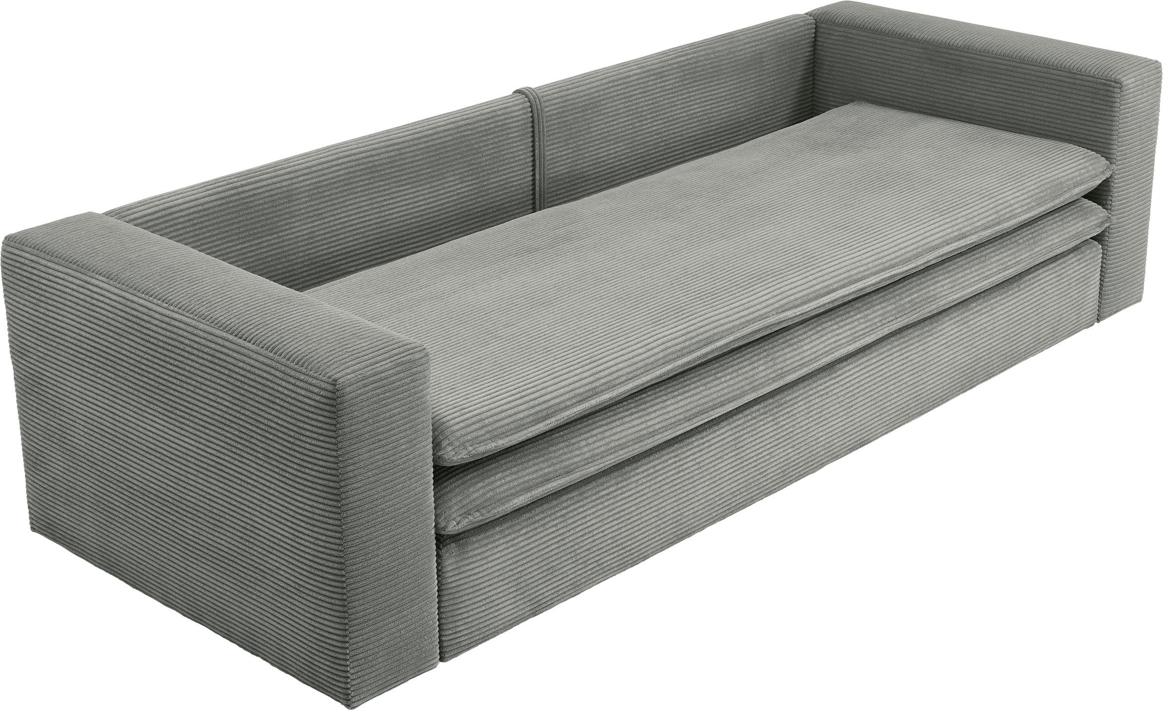 Places of Style 3-zitsbank PIAGGE Cord-bekleding - met slaapfunctie en bedkist, met praktische topmatras
