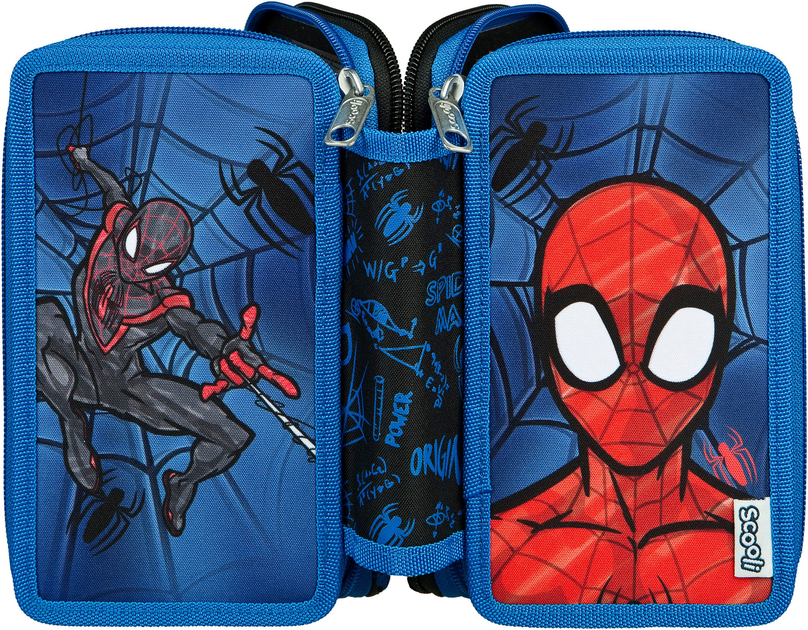 Scooli Etui Tripledecker, Spider-Man gevuld, inclusief geodriehoek