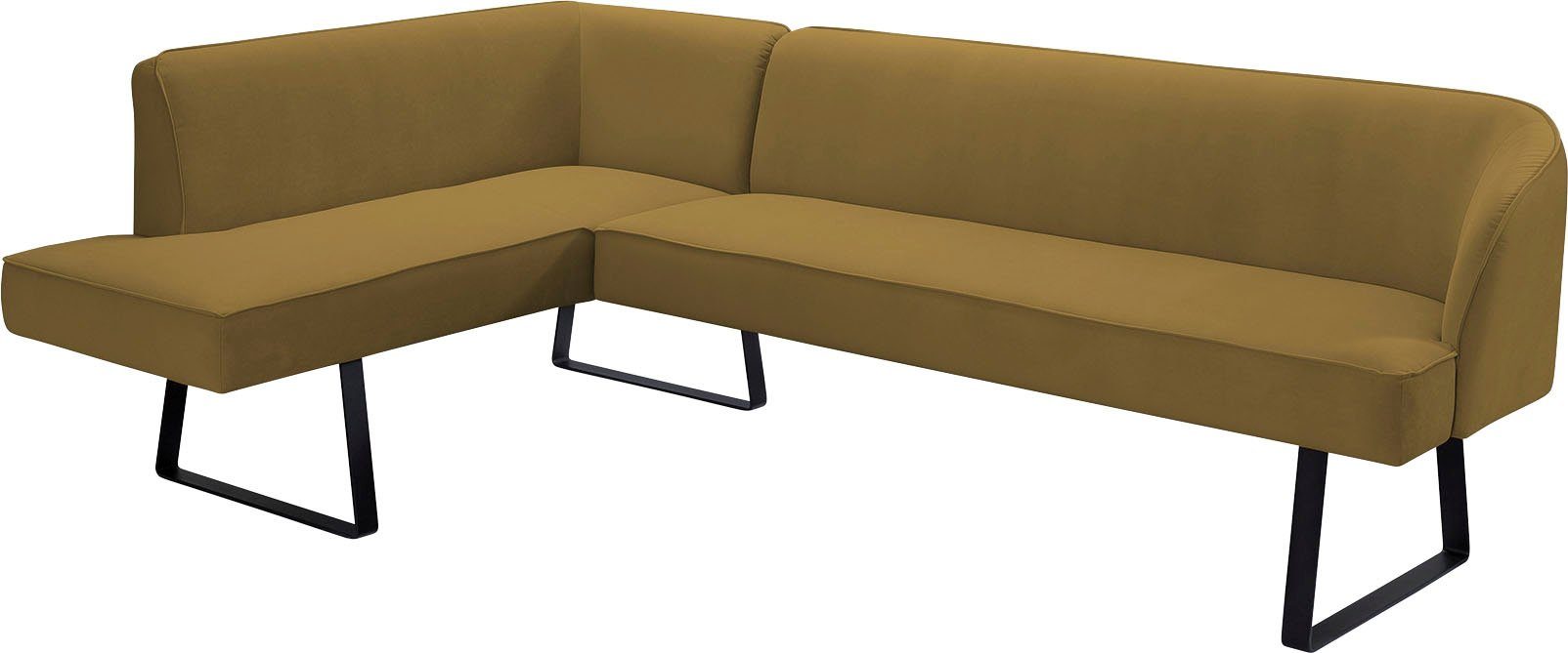 exxpo - sofa fashion Hoekbank Americano met opstaande naad en metalen poten, bekleding in verschillende kwaliteiten
