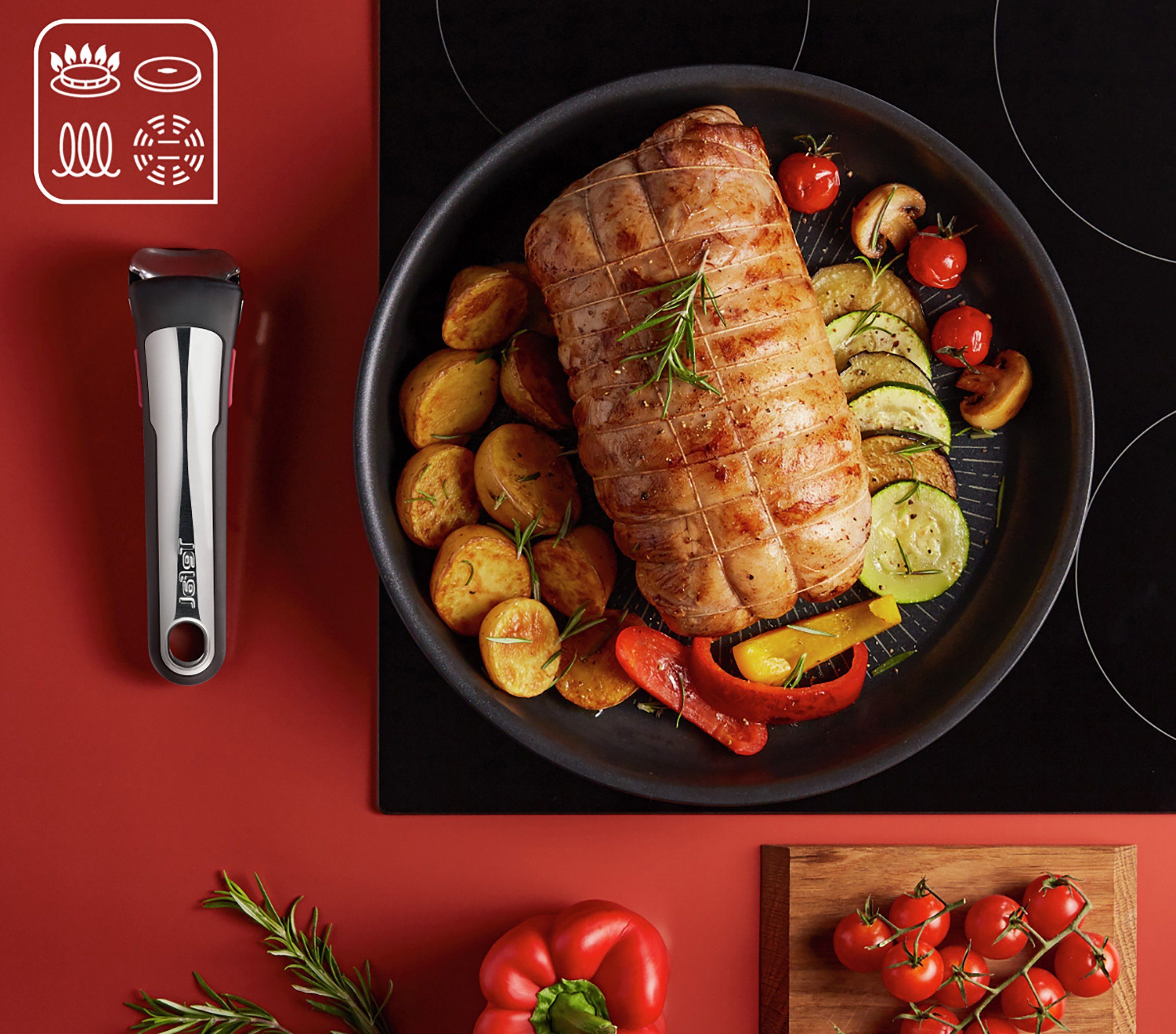 Tefal Pannenset Ingenio Unlimited On pannen en potten inductiegeschikt, antiaanbak Thermo-signaal, afneembare handgreep, geschikt voor alle kookplaten (set, 13-delig)
