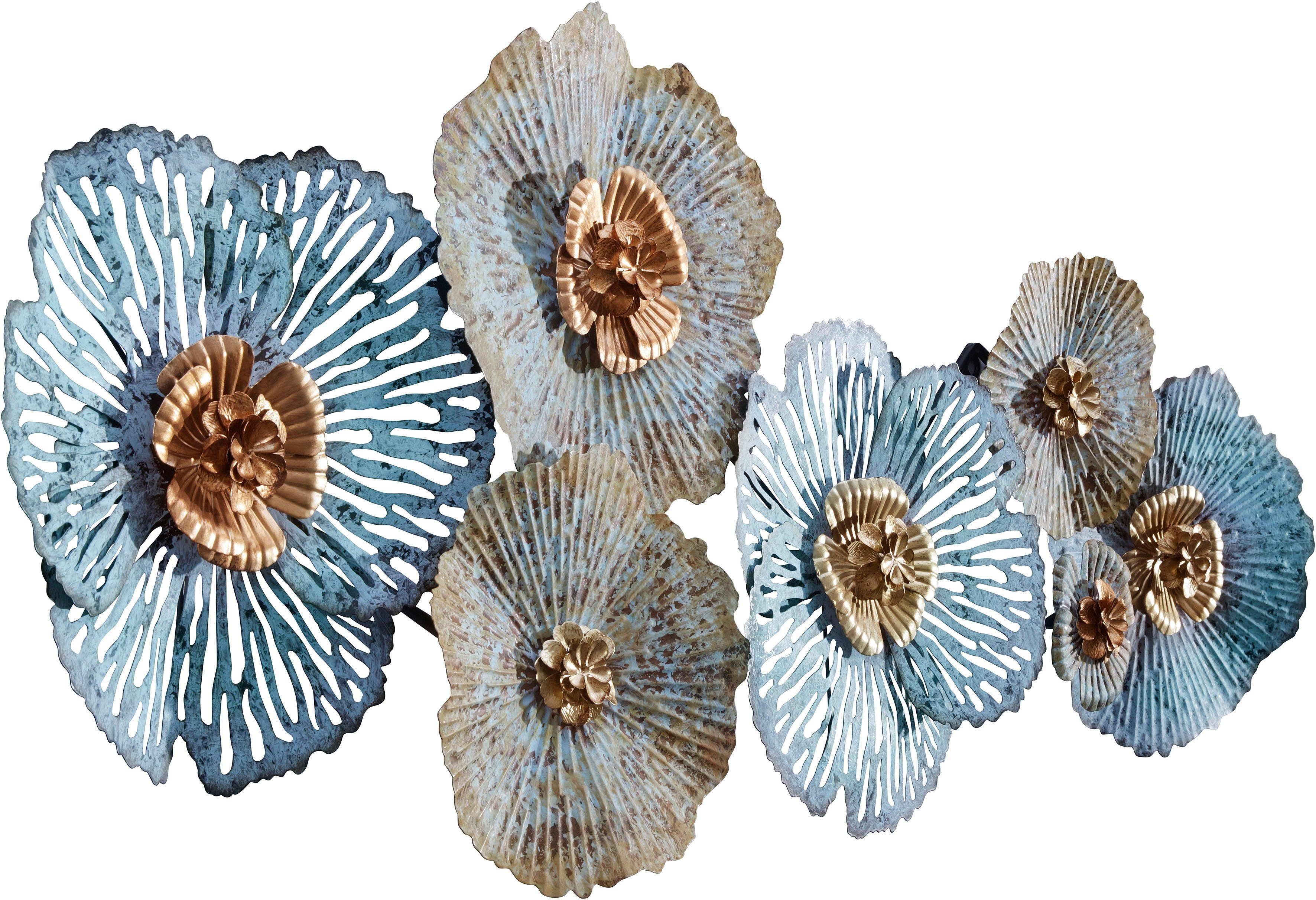 Home affaire Sierobject voor aan de wand Bloemen Wanddecoratie, van metaal, bestaand uit 7 bloemen