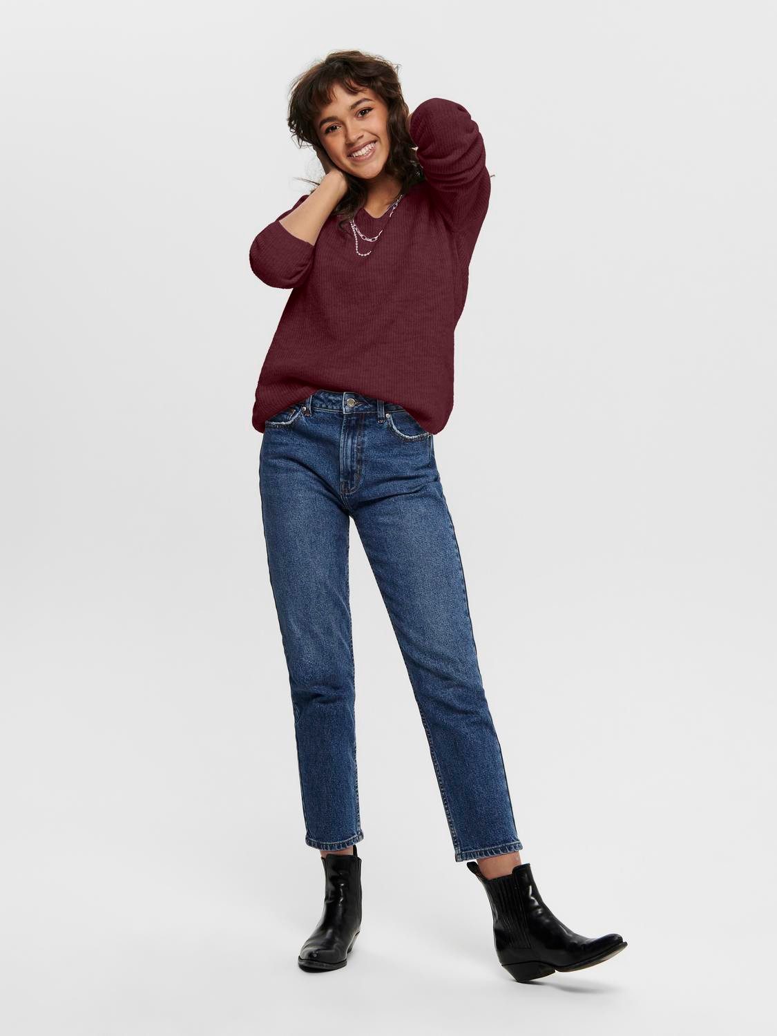 Only Trui met V-hals ONLCAMILLA V-NECK L/S PULLOVER KNT NOOS