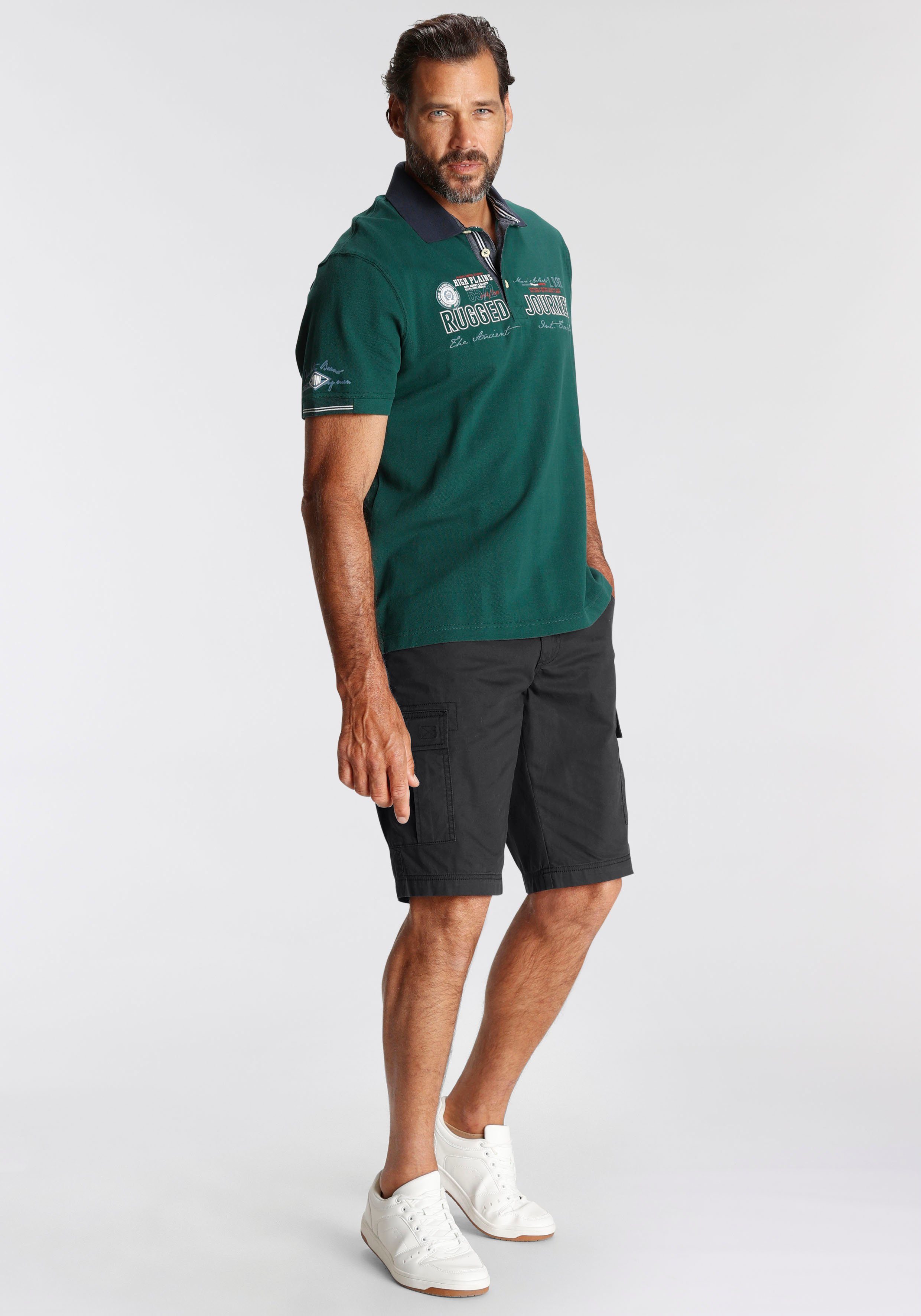 Man's World Poloshirt Korte mouwen, met print, borduursel en badge, polokraag