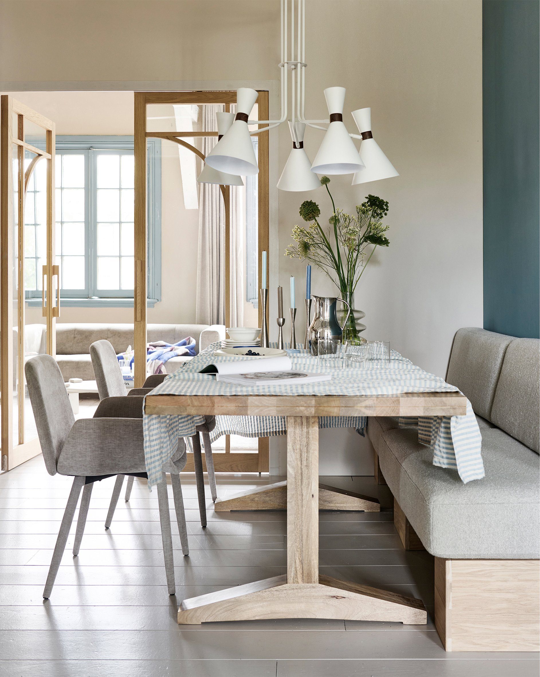 WOOOD Eetbank Dine Bank, met comfortabele zitkussens, breedte 200 cm