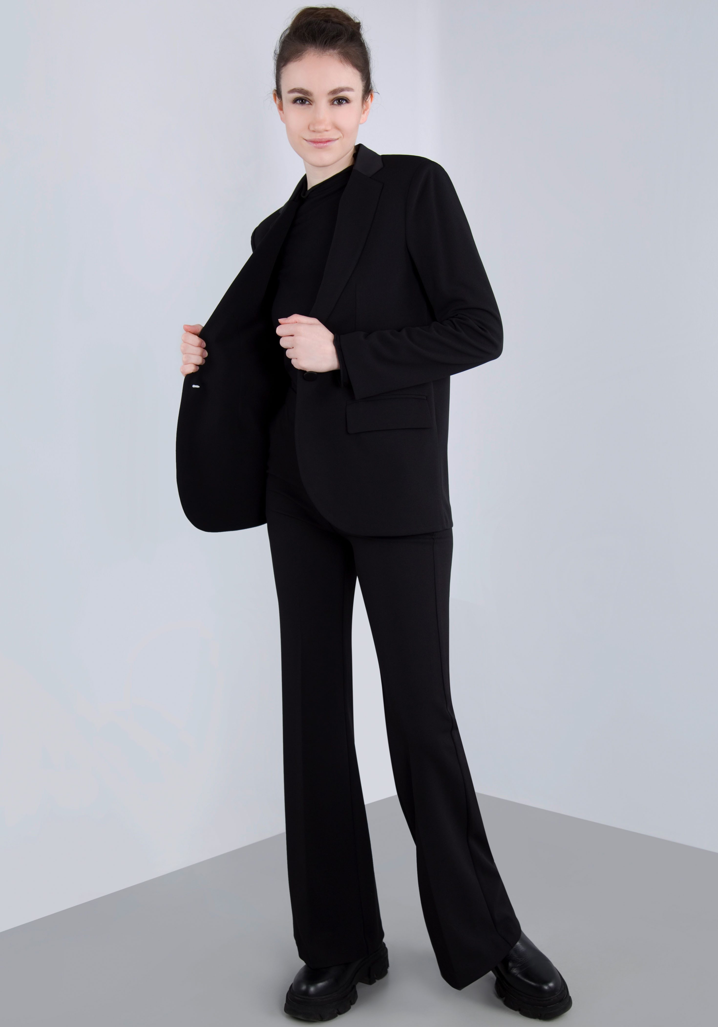 IMPERIAL Broek met wijde pijpen met satijndetails