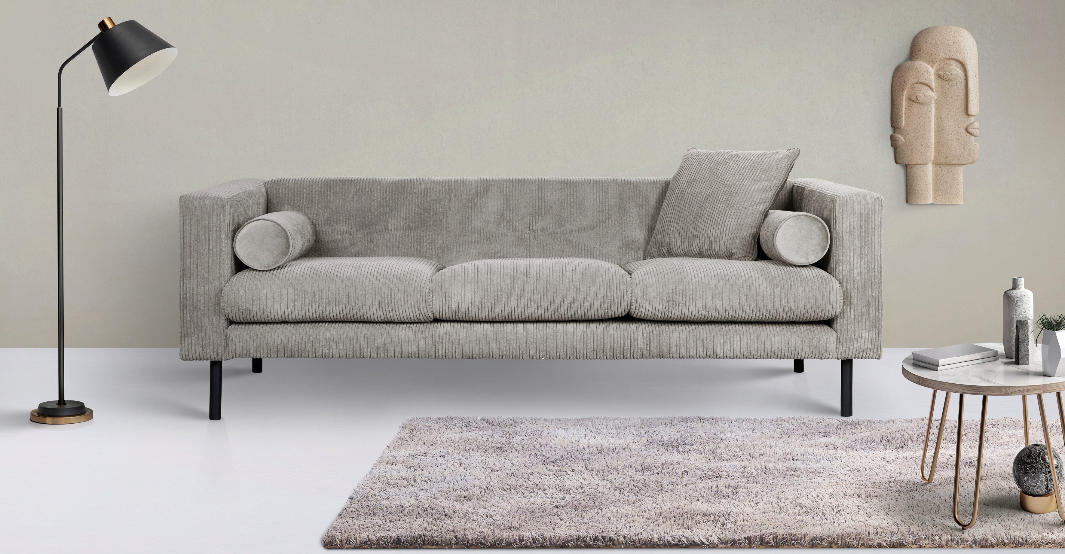 Guido Maria Kretschmer Home&Living 3-zitsbank Lillibeth Sierkussen als tweezijdig te gebruiken kussen, bekleding fluwelige look of cord bruin,