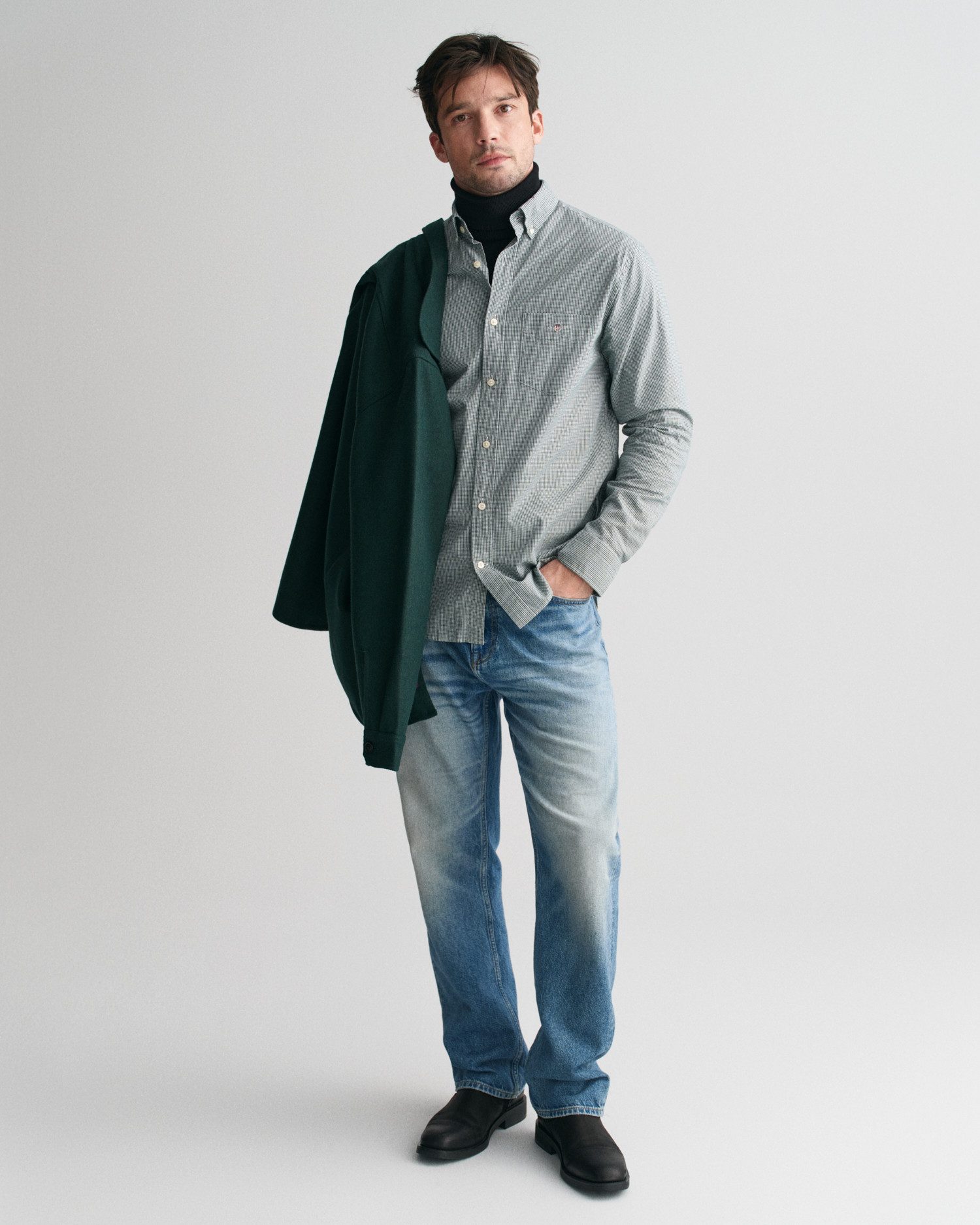 Gant Overhemd met lange mouwen REG POPLIN MICRO GINGHAM SHIRT Regular fit popeline overhemd met Vichy mini-ruit