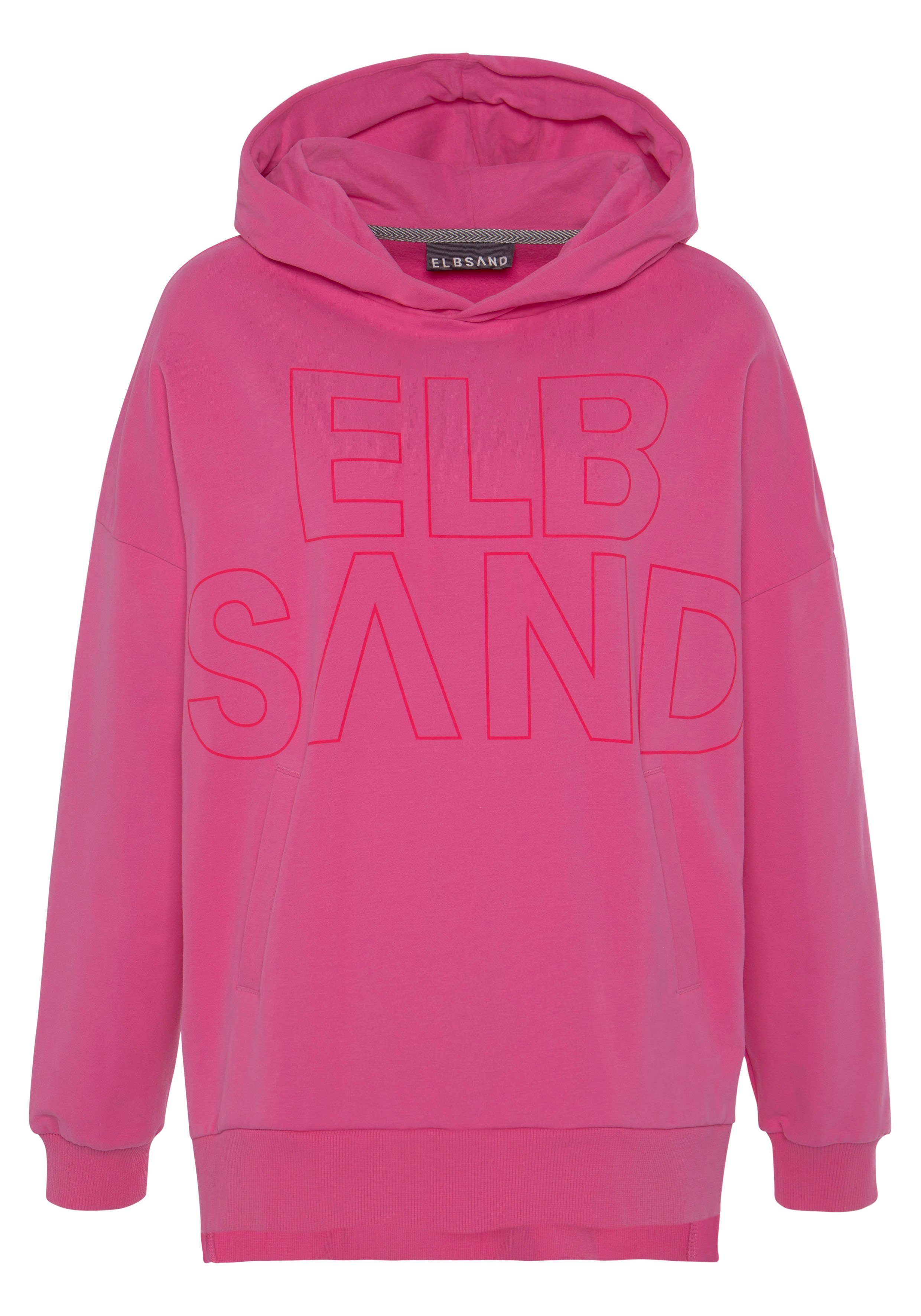 Elbsand Hoodie Lioba in oversized-fit, hoodie met zak en logoprint aan de voorkant