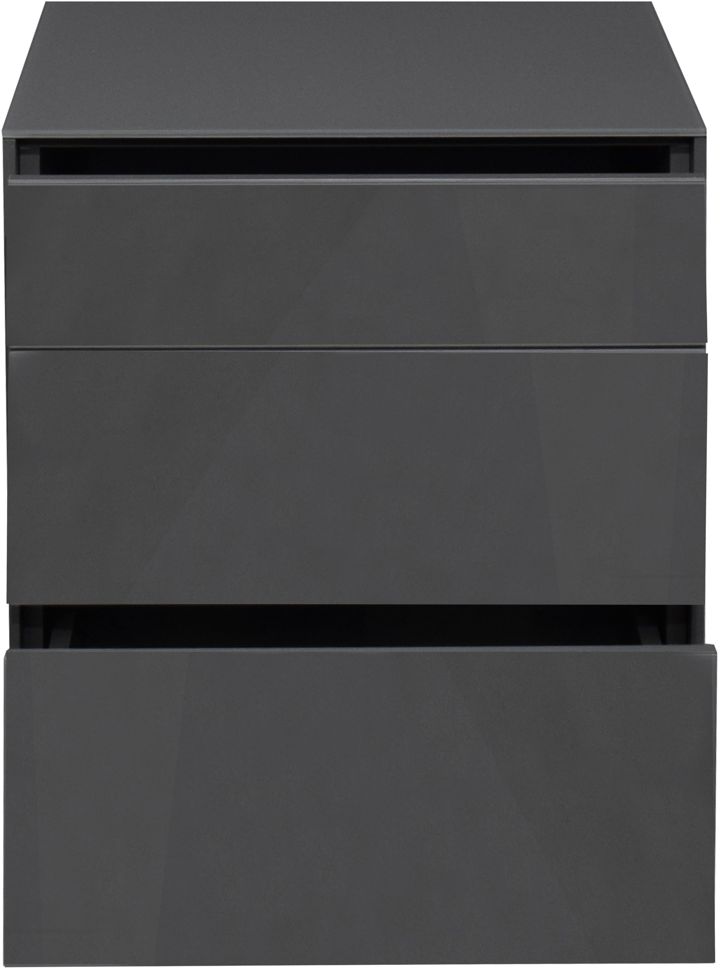 Mäusbacher Kast Imola BESTSELLER! Mäusbacher commode, met glasfront en glazen bovenblad, 2 lades