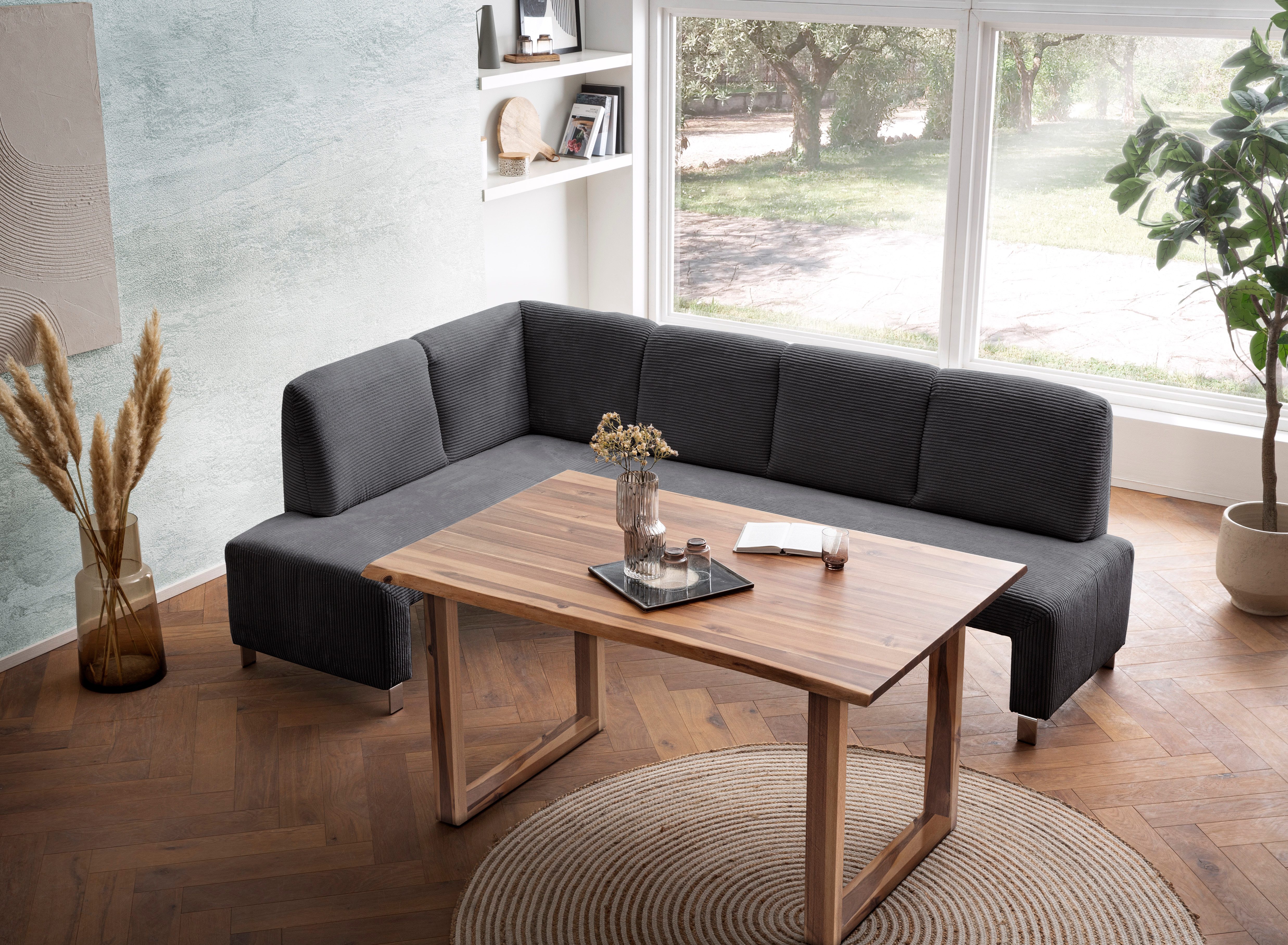 exxpo - sofa fashion Hoekbank Intenso, veel bekledingsstoffen Cord, leer, structuur 244/157 cm (B/D)