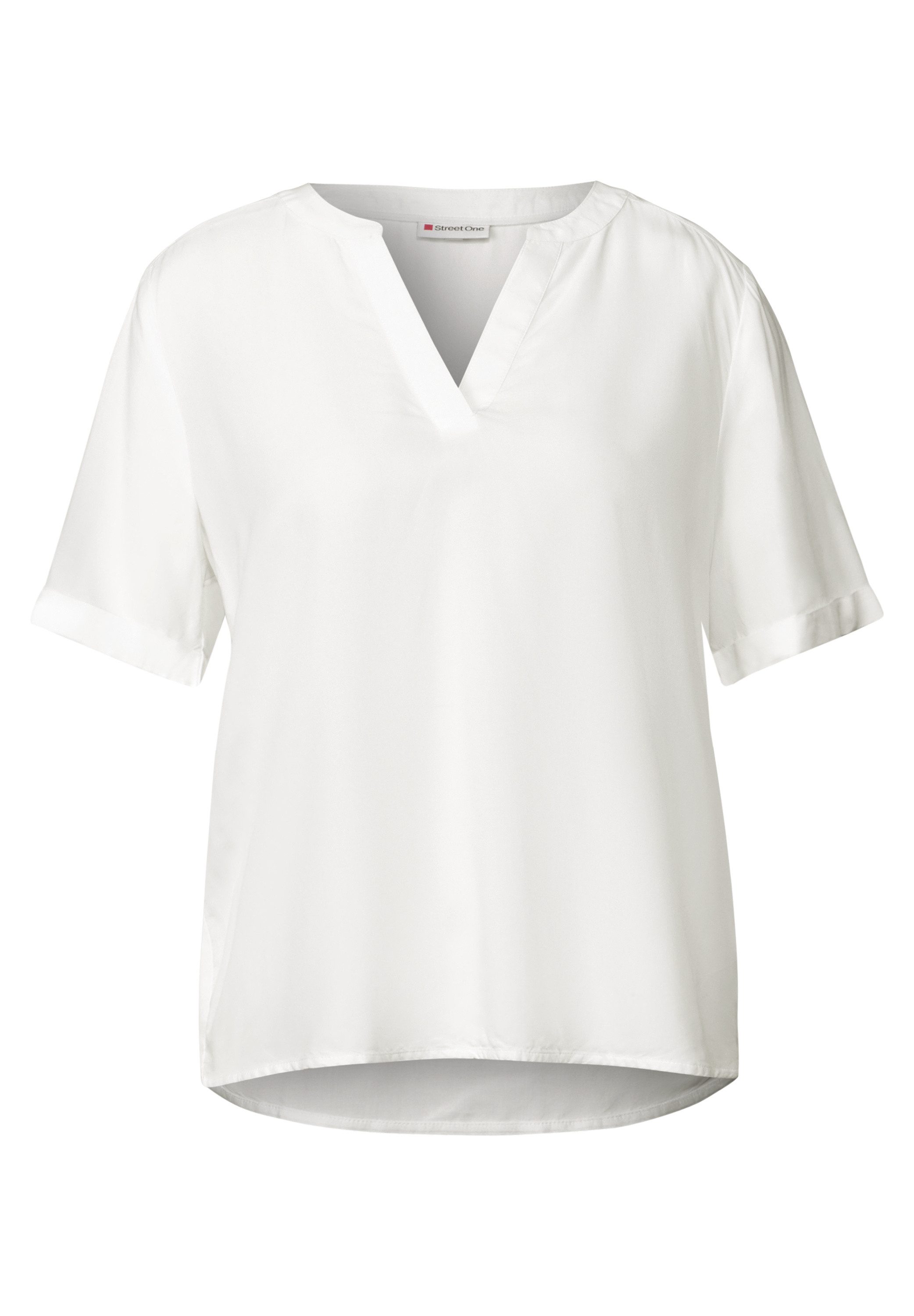 STREET ONE Blouse met korte mouwen met ingesneden ronde hals