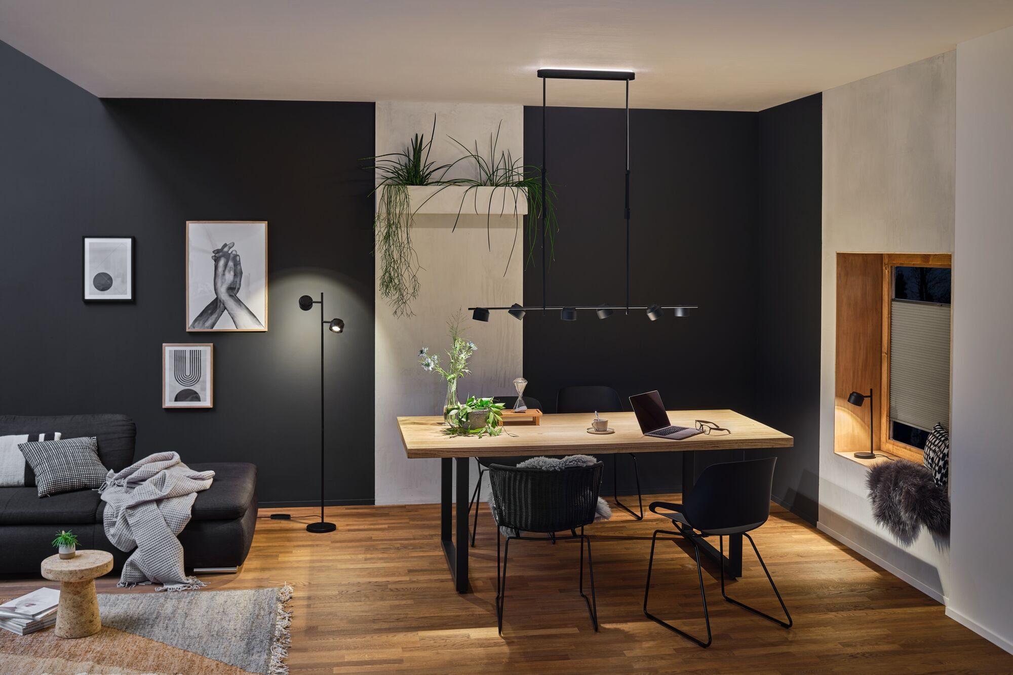 Paulmann Staande lamp Puric Pane LED, dimbaar, zwart/grijs, metaal (1 stuk)