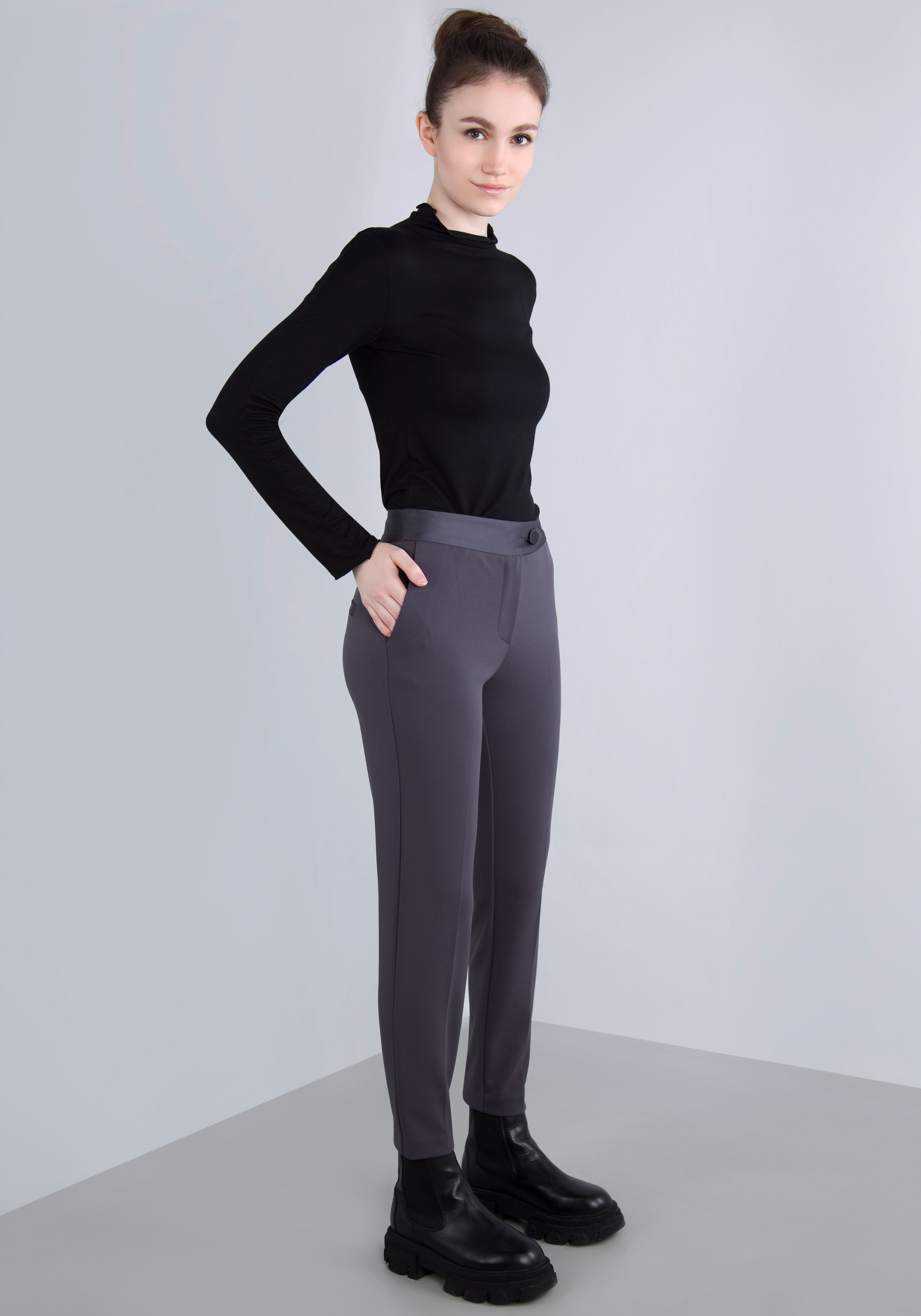 IMPERIAL Pantalon smalle verkorte broek met satijnen band