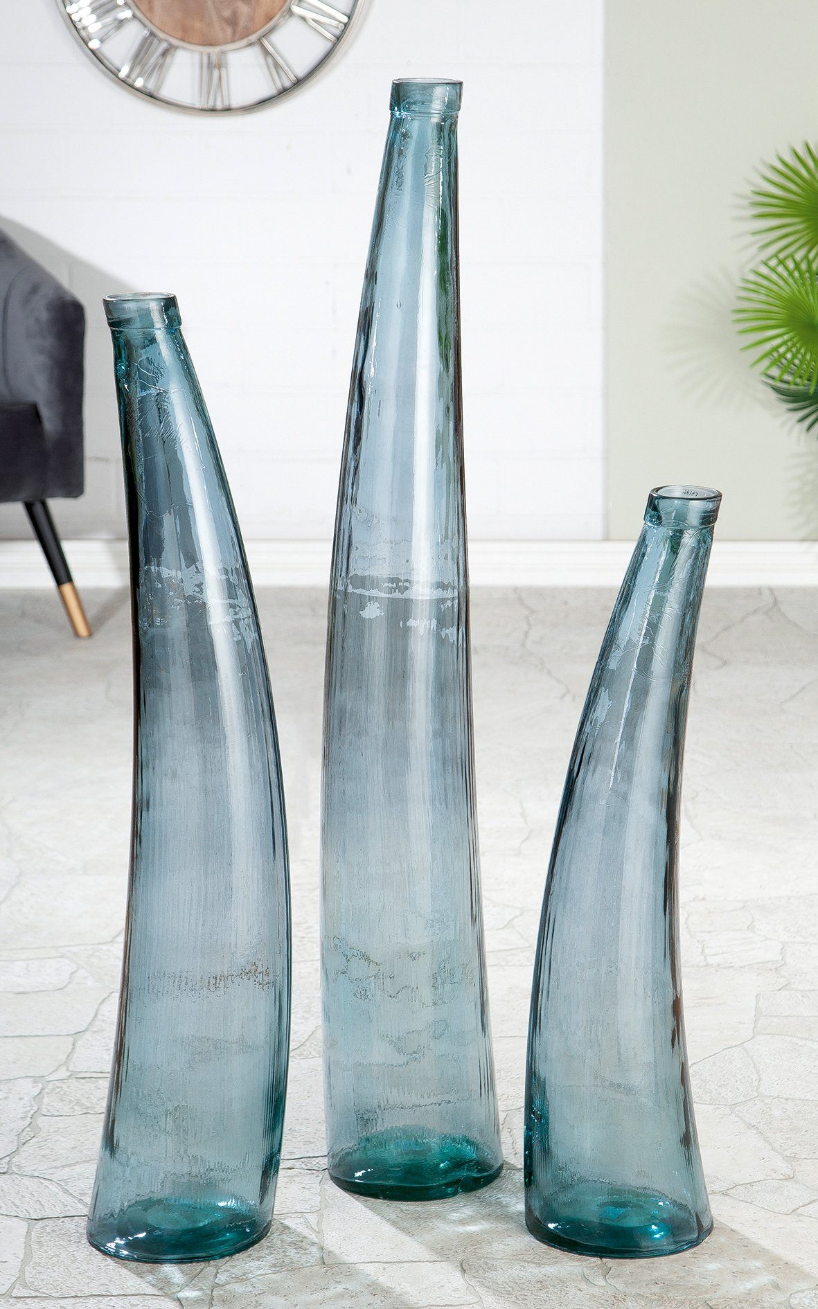 GILDE Vloervaas Corno van glas, hoogte ca. 80 cm (1 stuk)