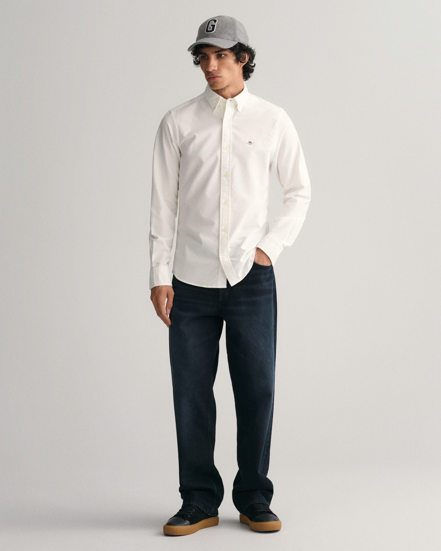 Gant Overhemd met lange mouwen Slim fit Oxford overhemd gestructureerd duurzaam dikker