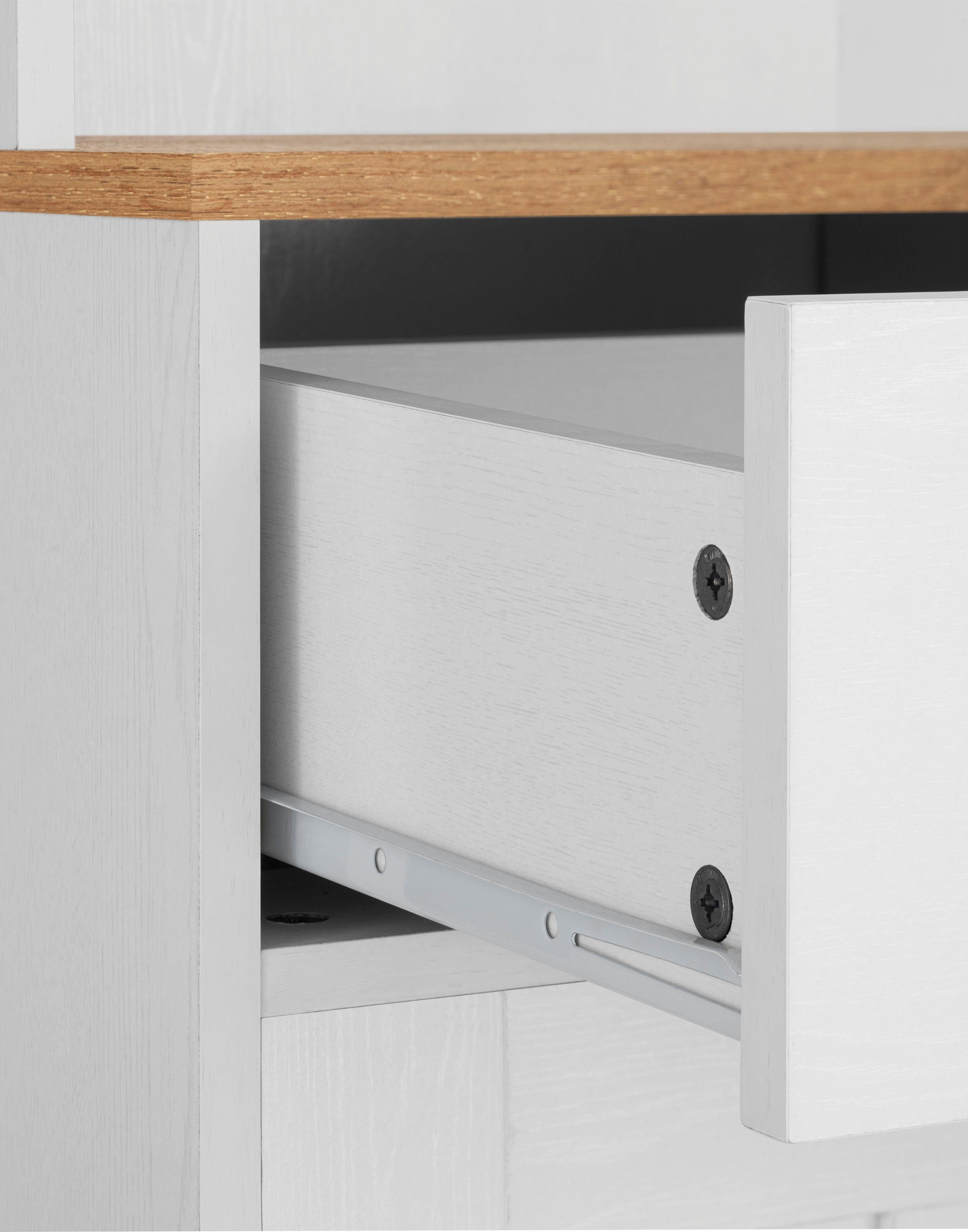Home affaire Buffetkast Kate Breedte 88 cm, met glasdeuren en houten deuren, metalen handgrepen, hoogte 182 cm