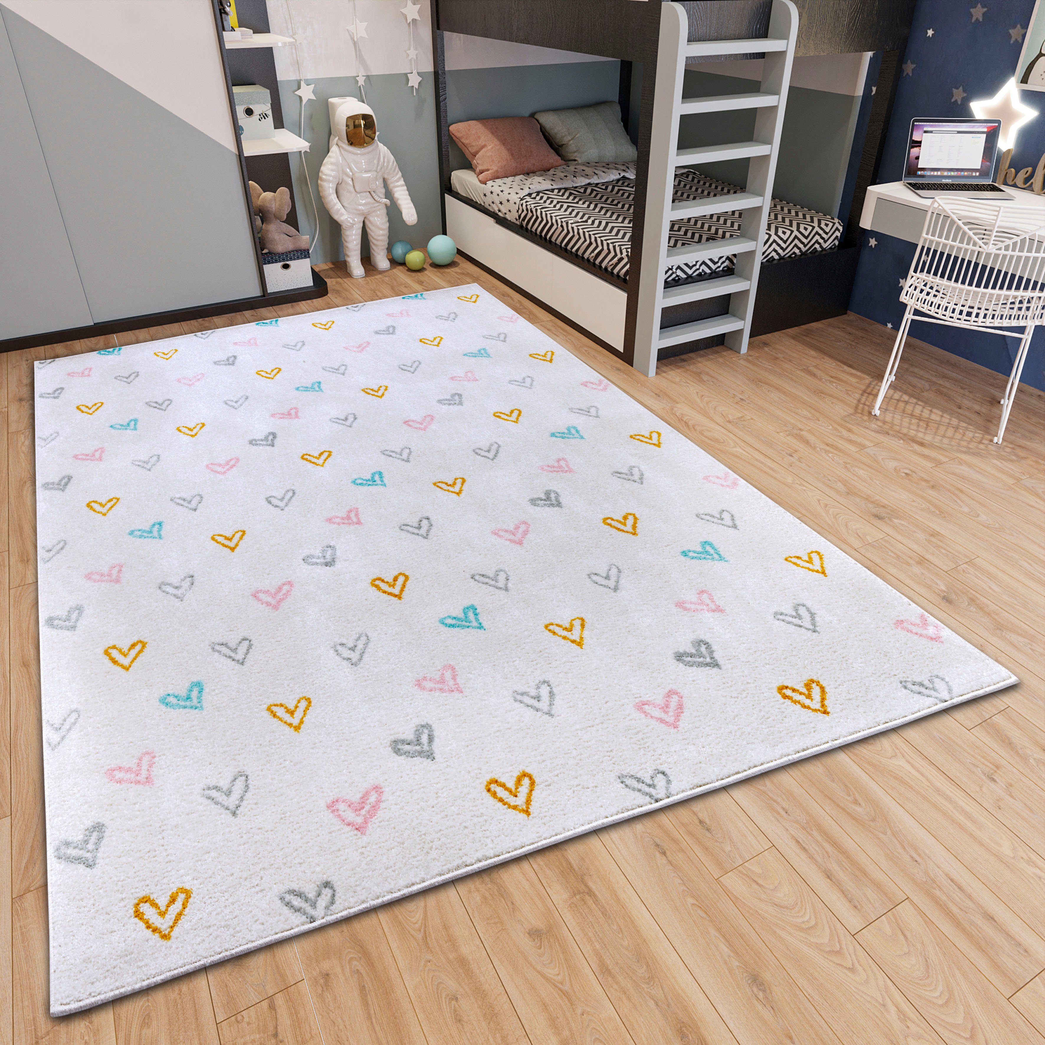 HANSE Home Kindervloerkleed Adventures Hearts Speeltapijt, stevig, kinderkamer, kortpolig, speelondergrond