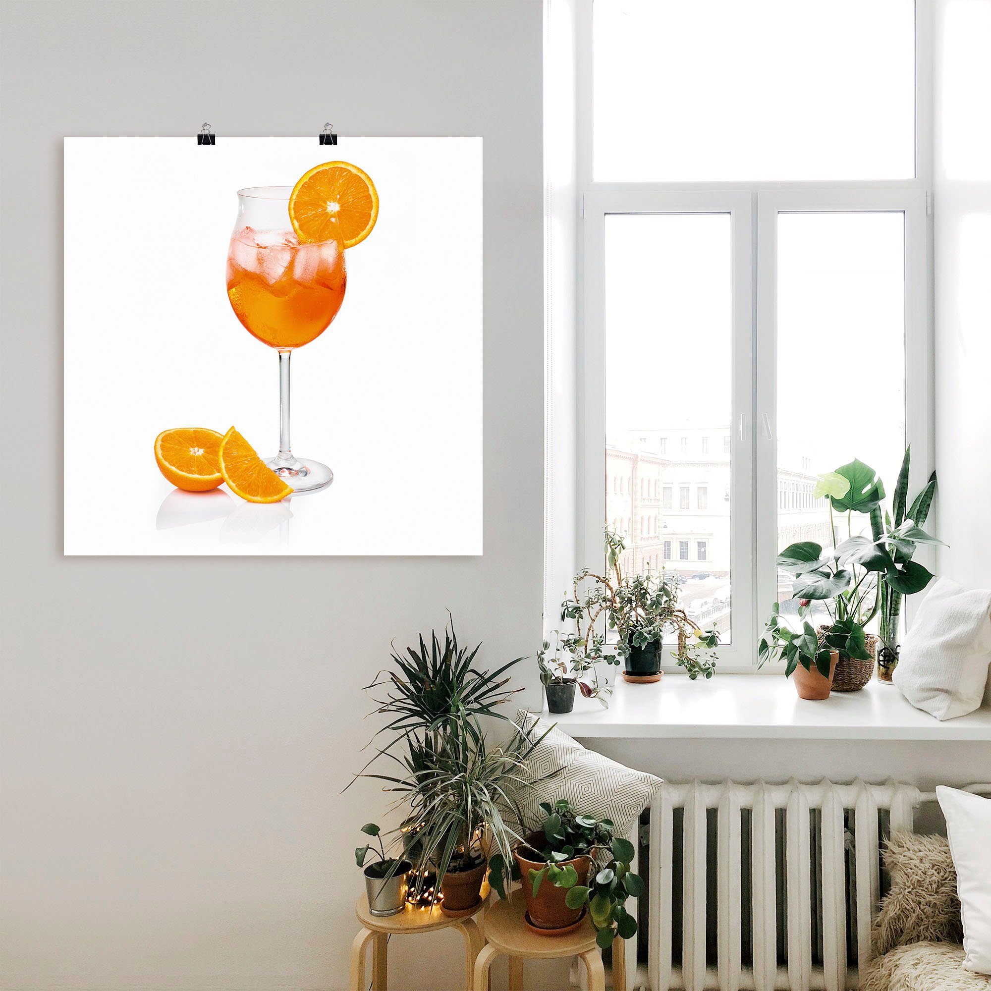 Artland Artprint Aperol Spritz met een schijf sinaasappel als artprint van aluminium, artprint voor buiten, artprint op linnen, poster, muursticker