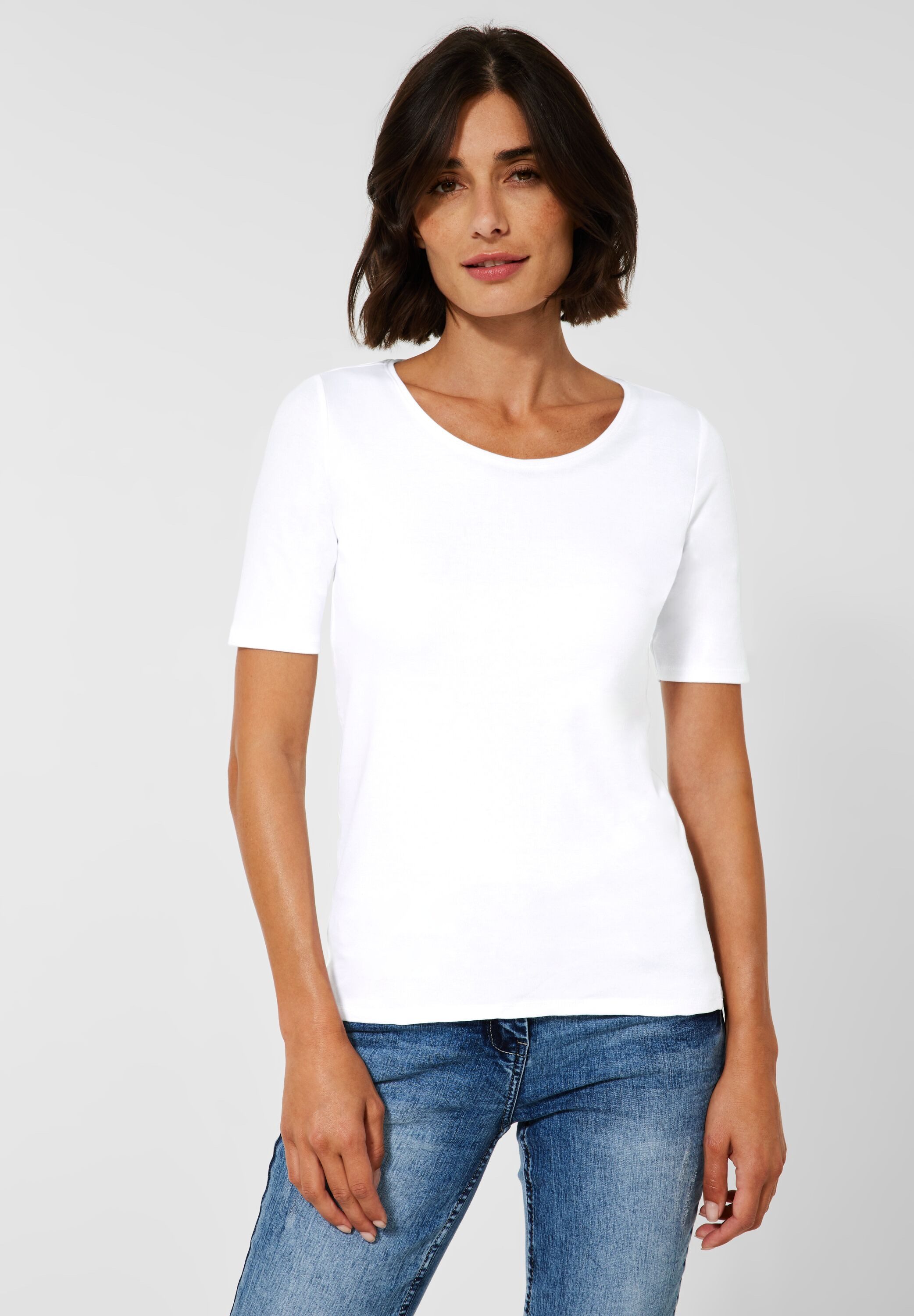 Cecil T-shirt Stijl Lena met klassieke ronde hals