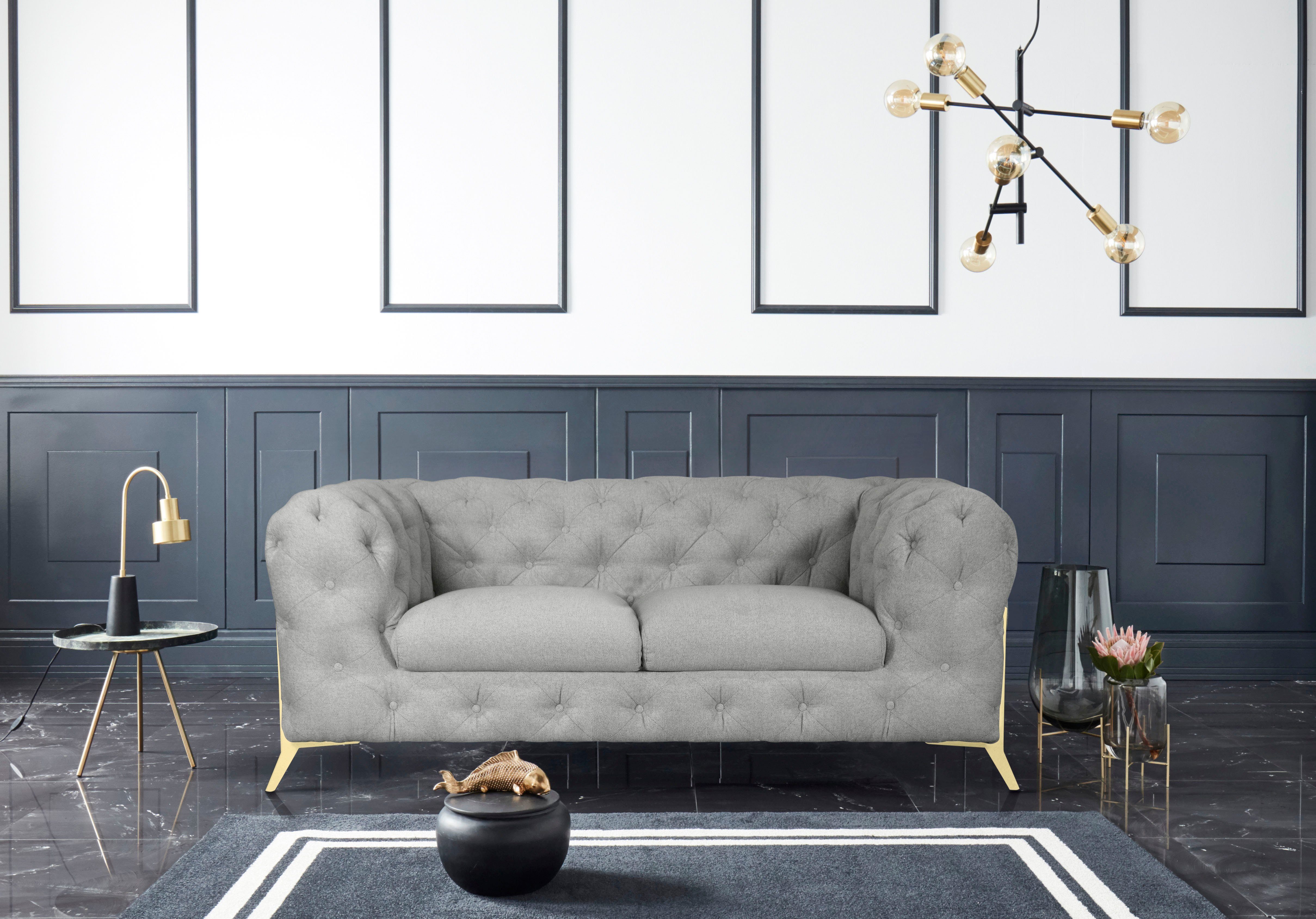 Leonique Chesterfield-bank Amaury luxueuze capitonnage, moderne chesterfield look, kleur van de poten ter keuze