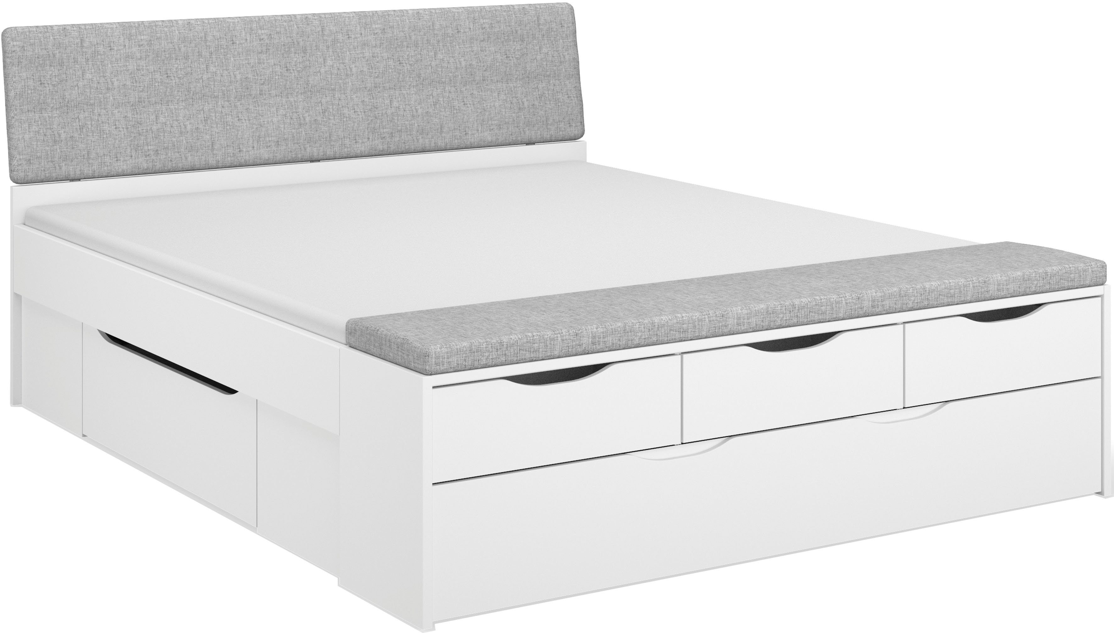 rauch Ledikant met bergruimte Scala-XL incl. bekleed hoofdbord, bedbank, xl-lade, verdere laden