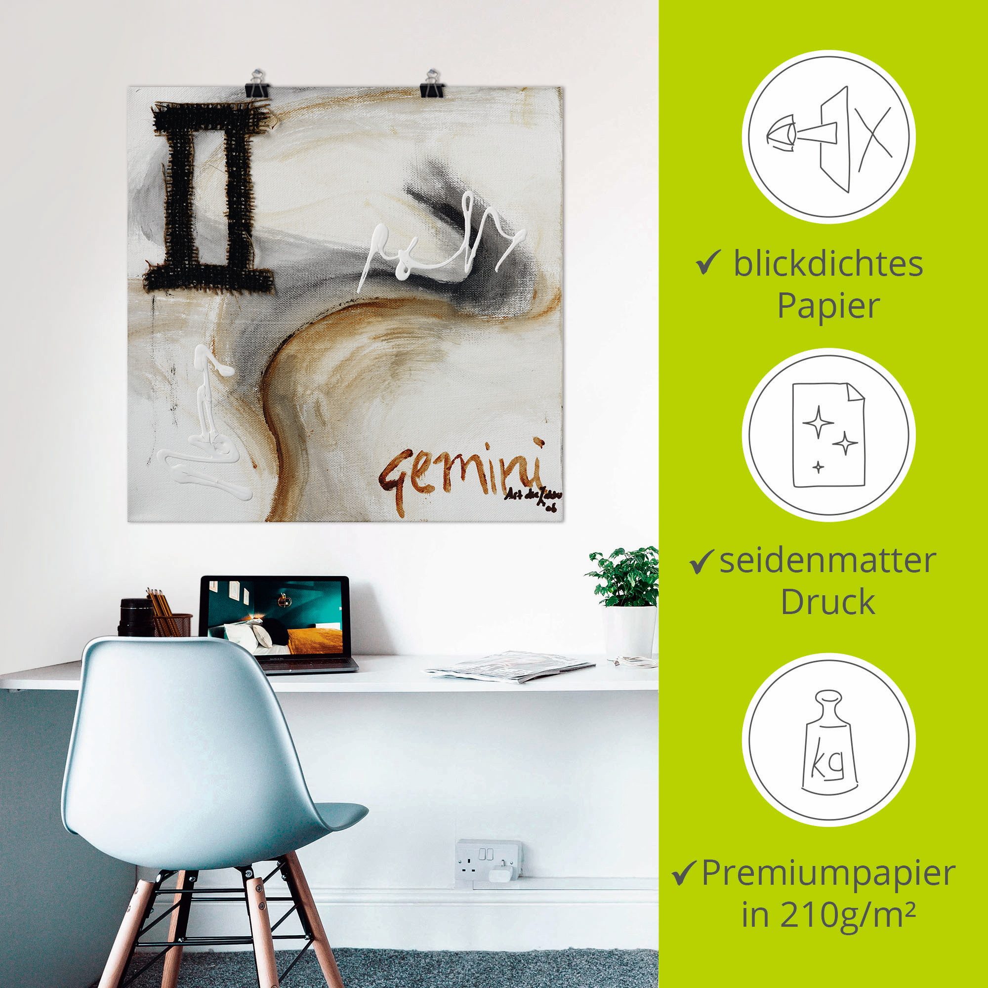 Artland Artprint Tweelingen als artprint op linnen, poster in verschillende formaten maten