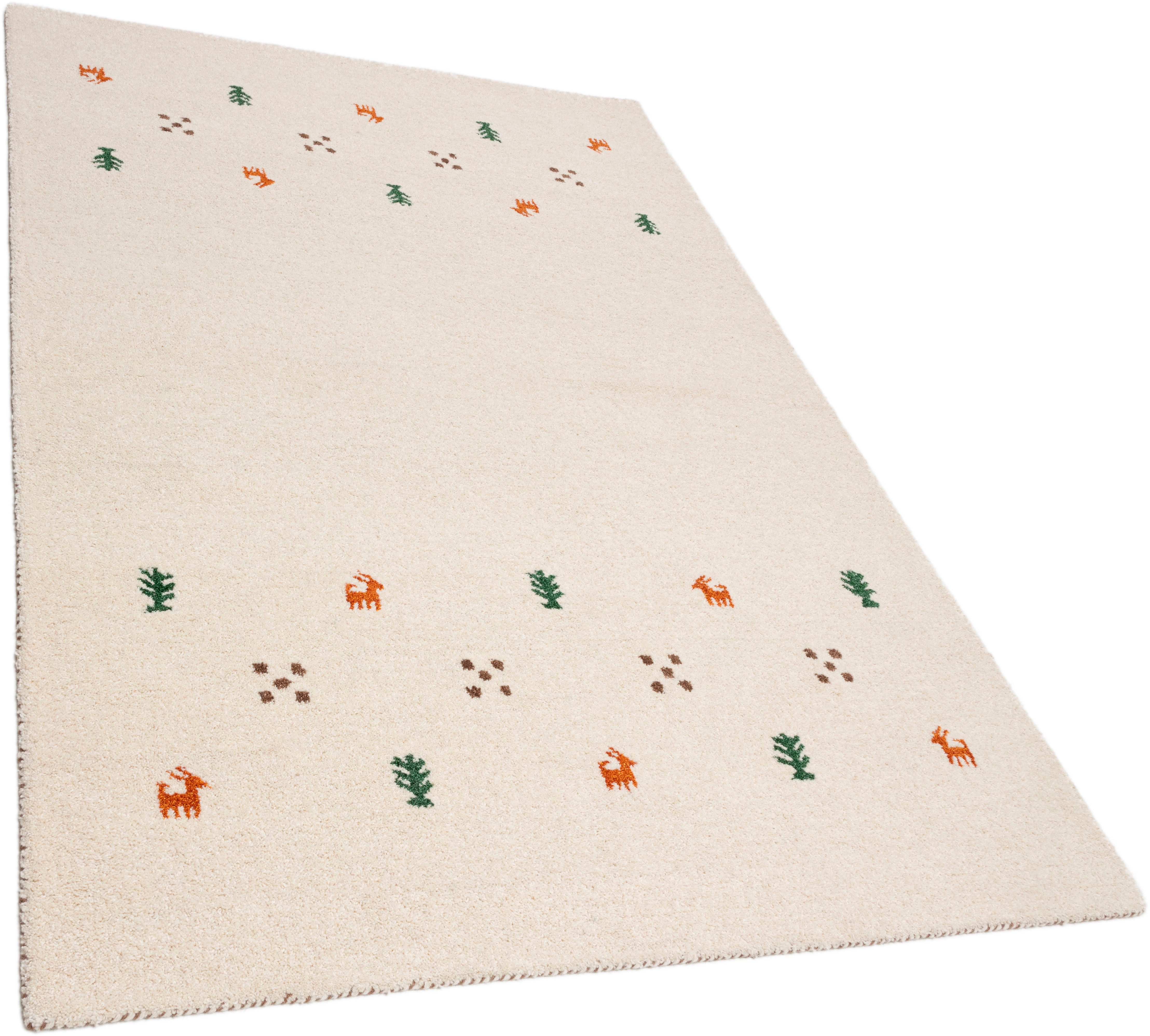 THEKO Wollen kleed Gabbeh motief, handgeweven tapijt, dierenmotief, 100% wol, handgeweven