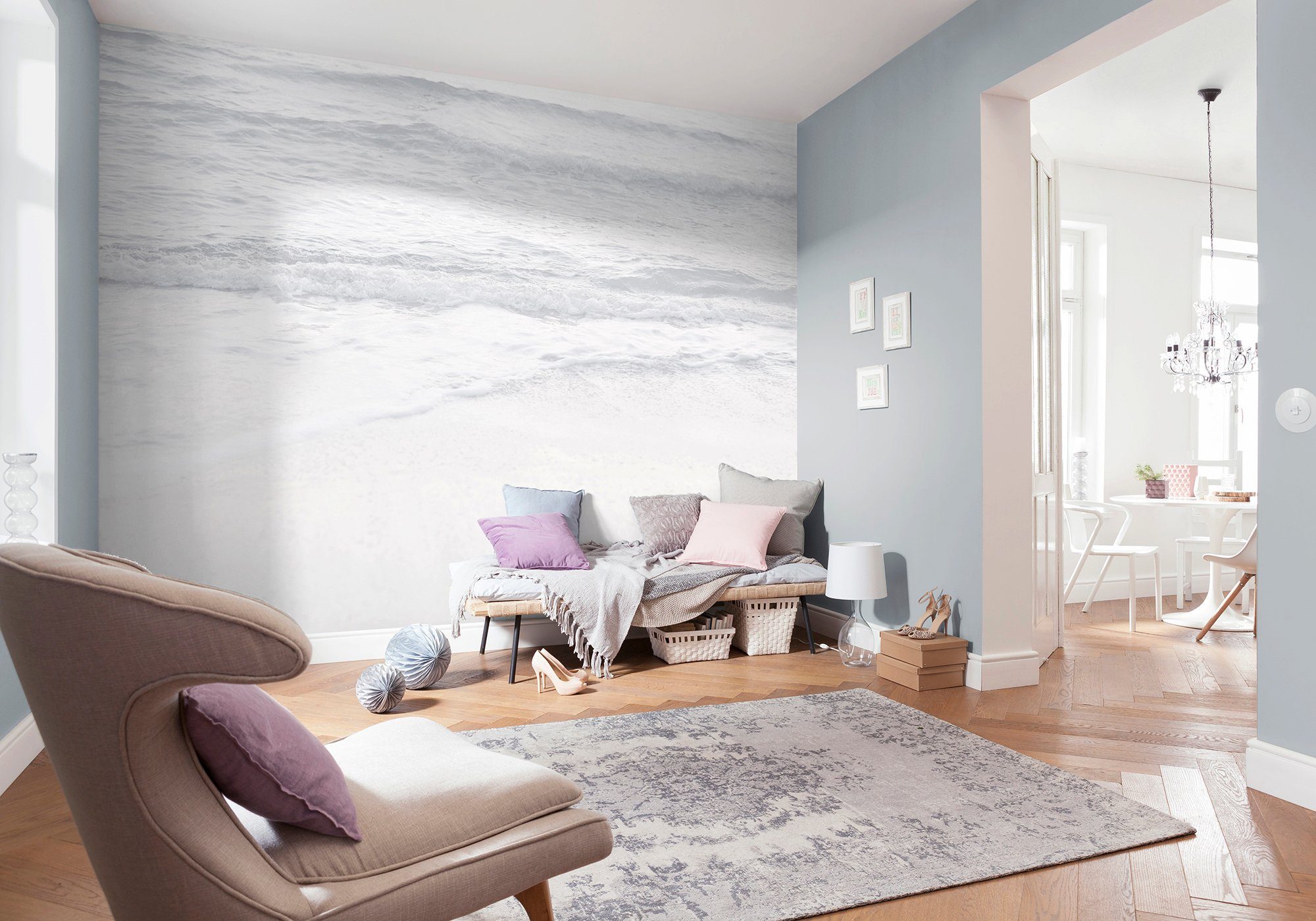 Komar Vliesbehang Digitale print vlies - Silver Beach - Afmeting 400 x 280 cm (1 stuk)