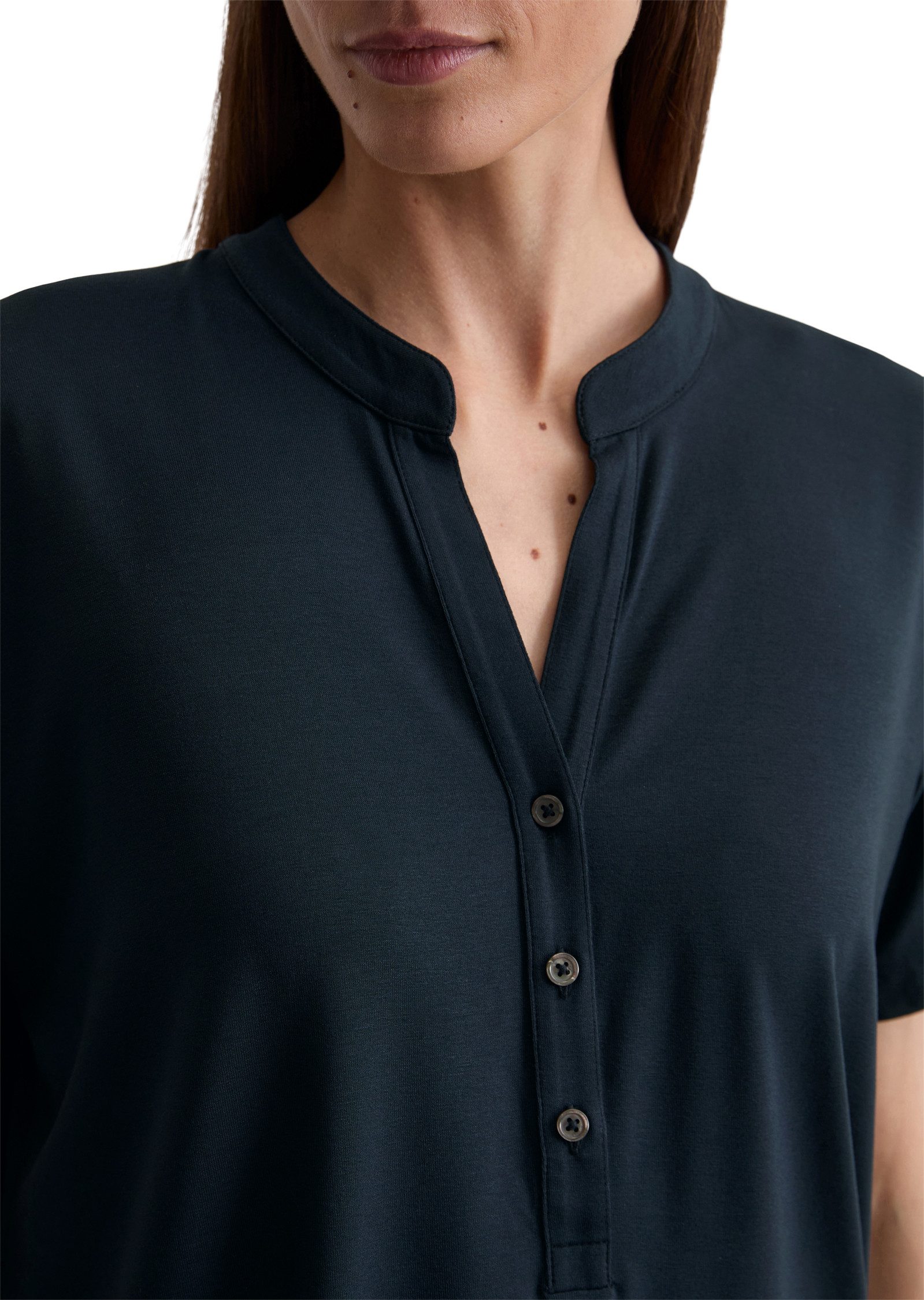 Marc O'Polo Shirt met staande kraag met knoopsluiting