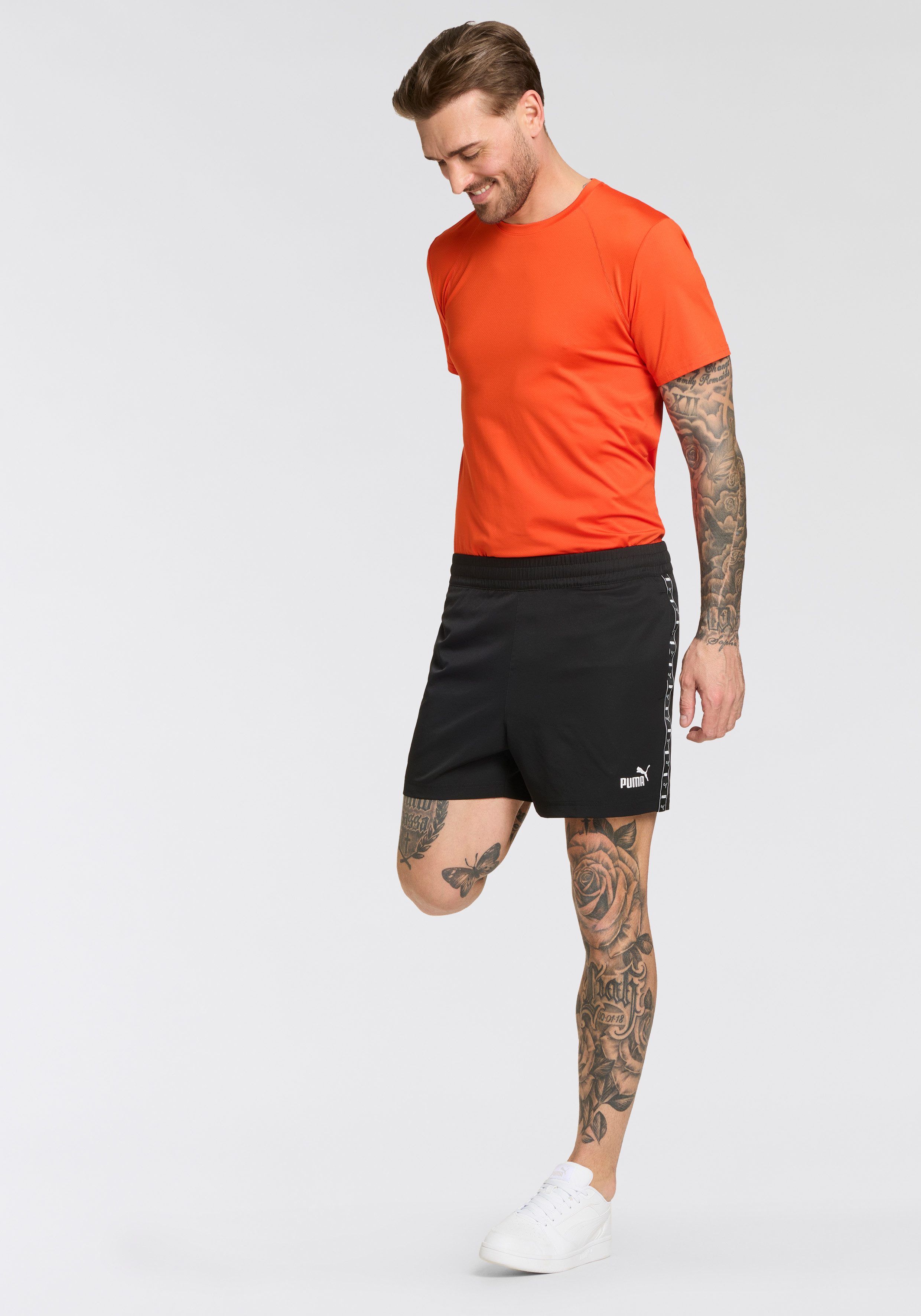 PUMA Short ESS TAPE WOVEN SHORTS 5" voor heren, tape-stripes aan het been