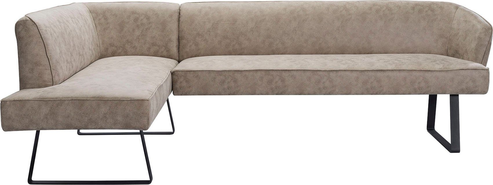 exxpo - sofa fashion Hoekbank Americano met opstaande naad en metalen poten, bekleding in verschillende kwaliteiten