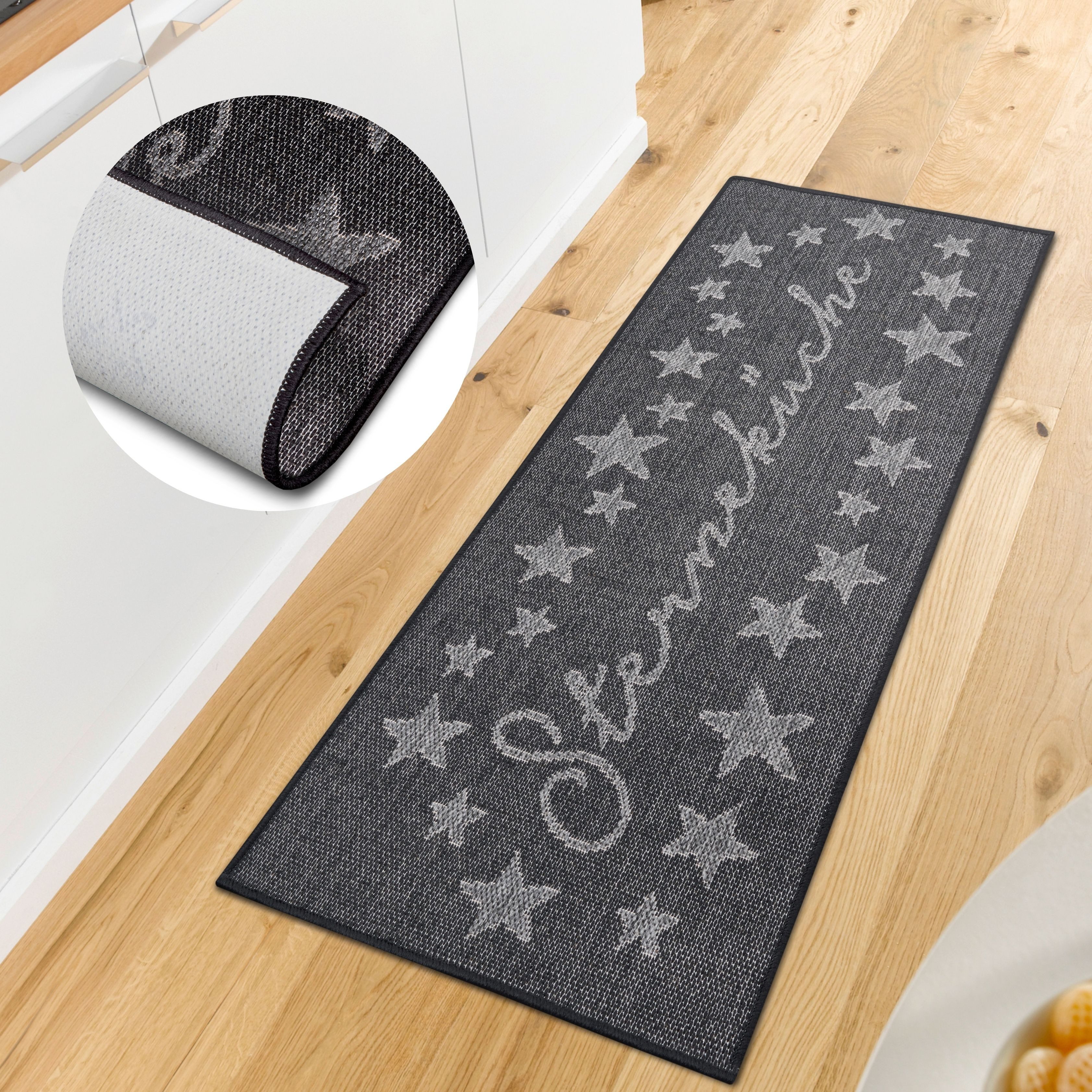 HANSE Home Keukenloper Topkeuken Loper, antislip, keukenkleed, keuken, vloerkleed, gemakkelijk in onderhoud, hal laagpolige vloerkleden zwart