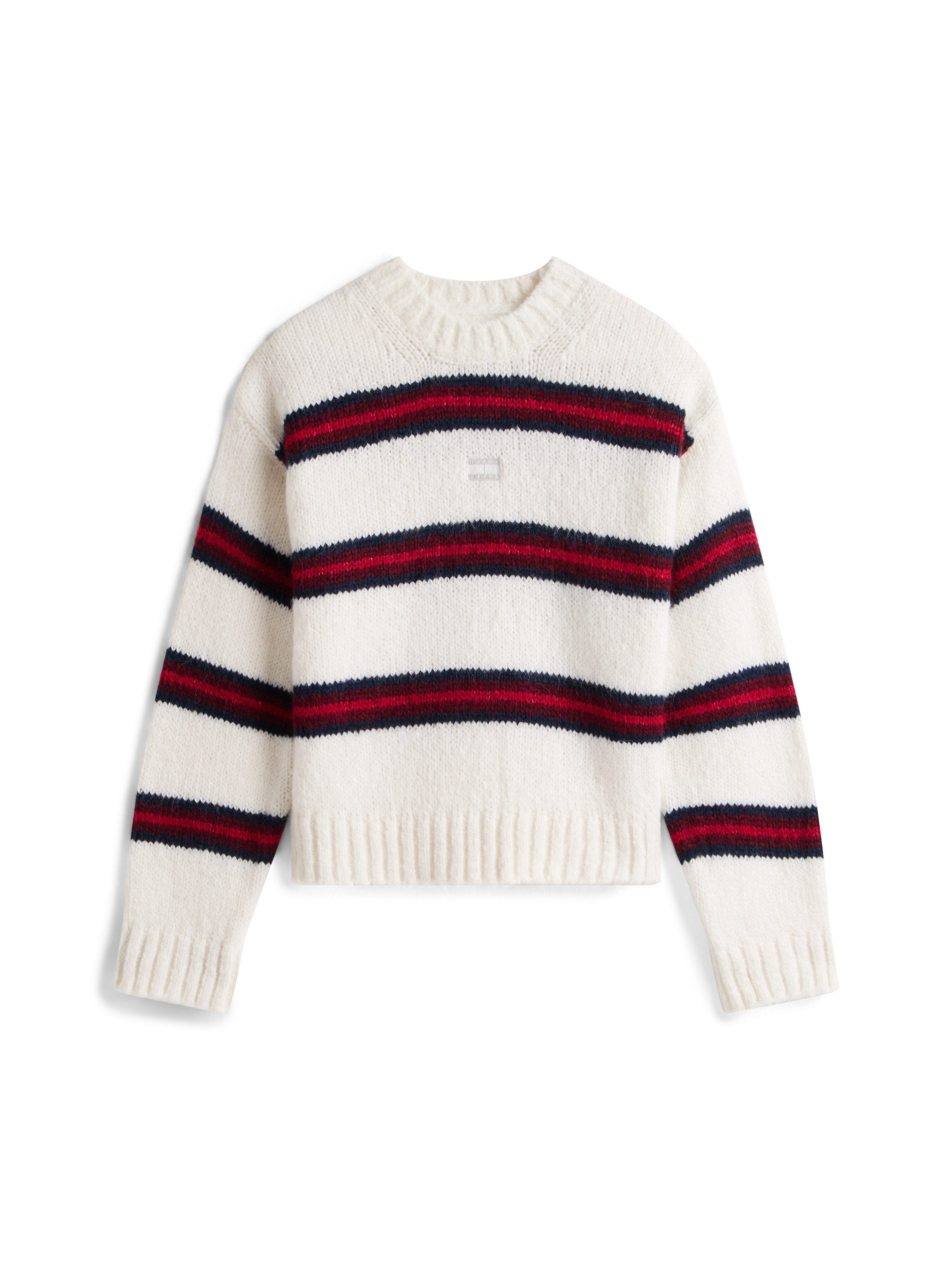 TOMMY JEANS Trui met ronde hals TJW BADGE STRIPE FLUFFY SWEATER