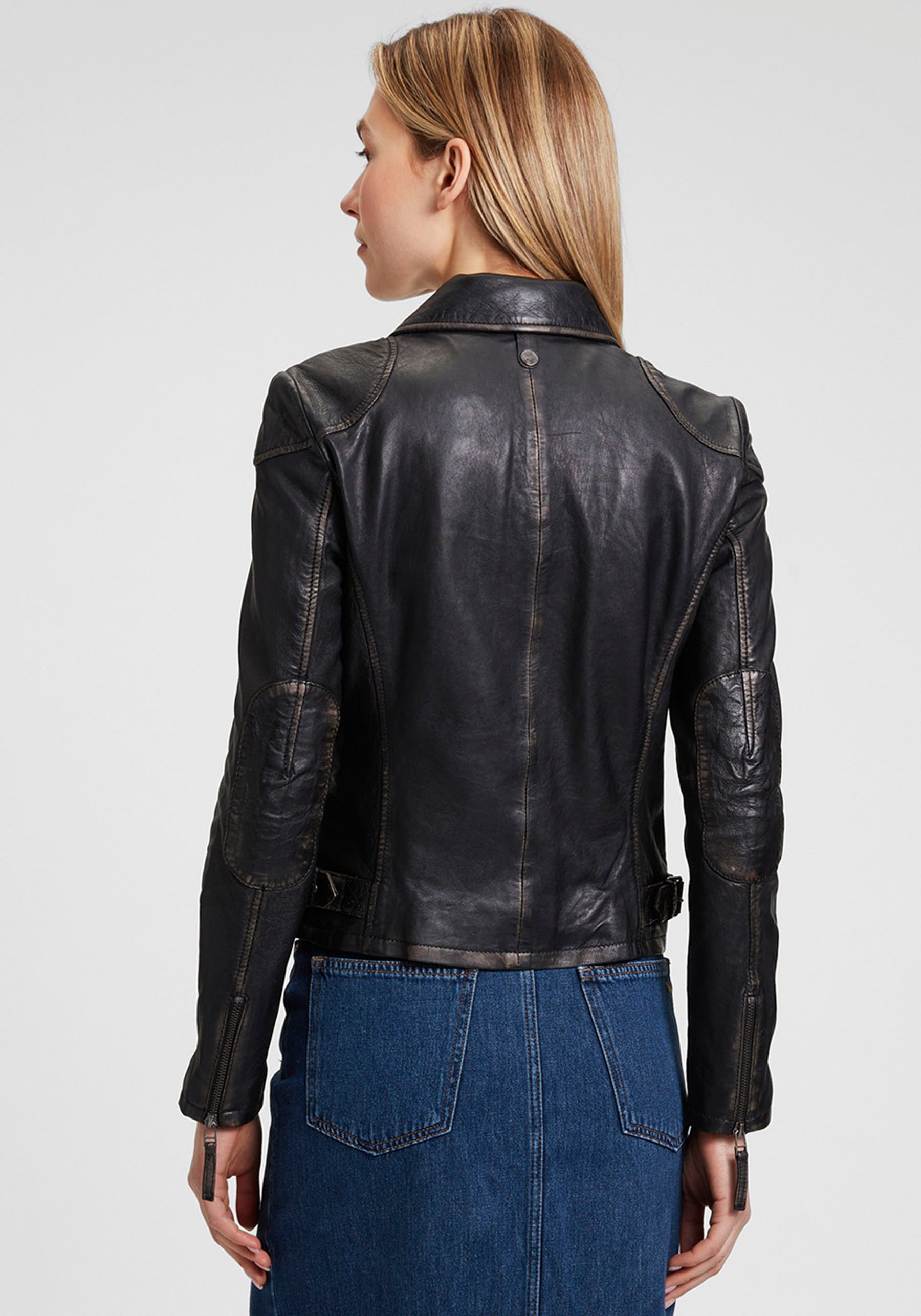 OTTO Mauritius Leren jack MWPeggie in vintage-look asymmetrische rits reverskraag