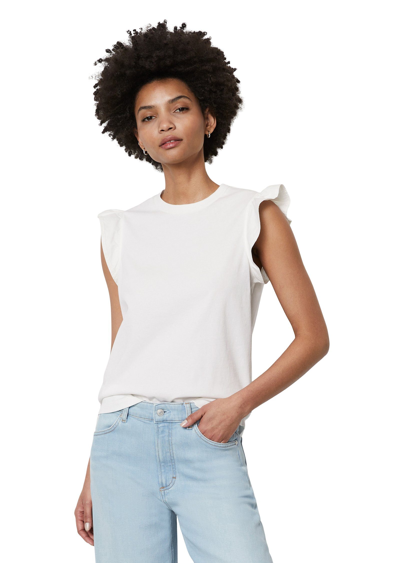 Marc O'Polo DENIM Shirttop Met trendy mouw-volants dames tops maat L wit