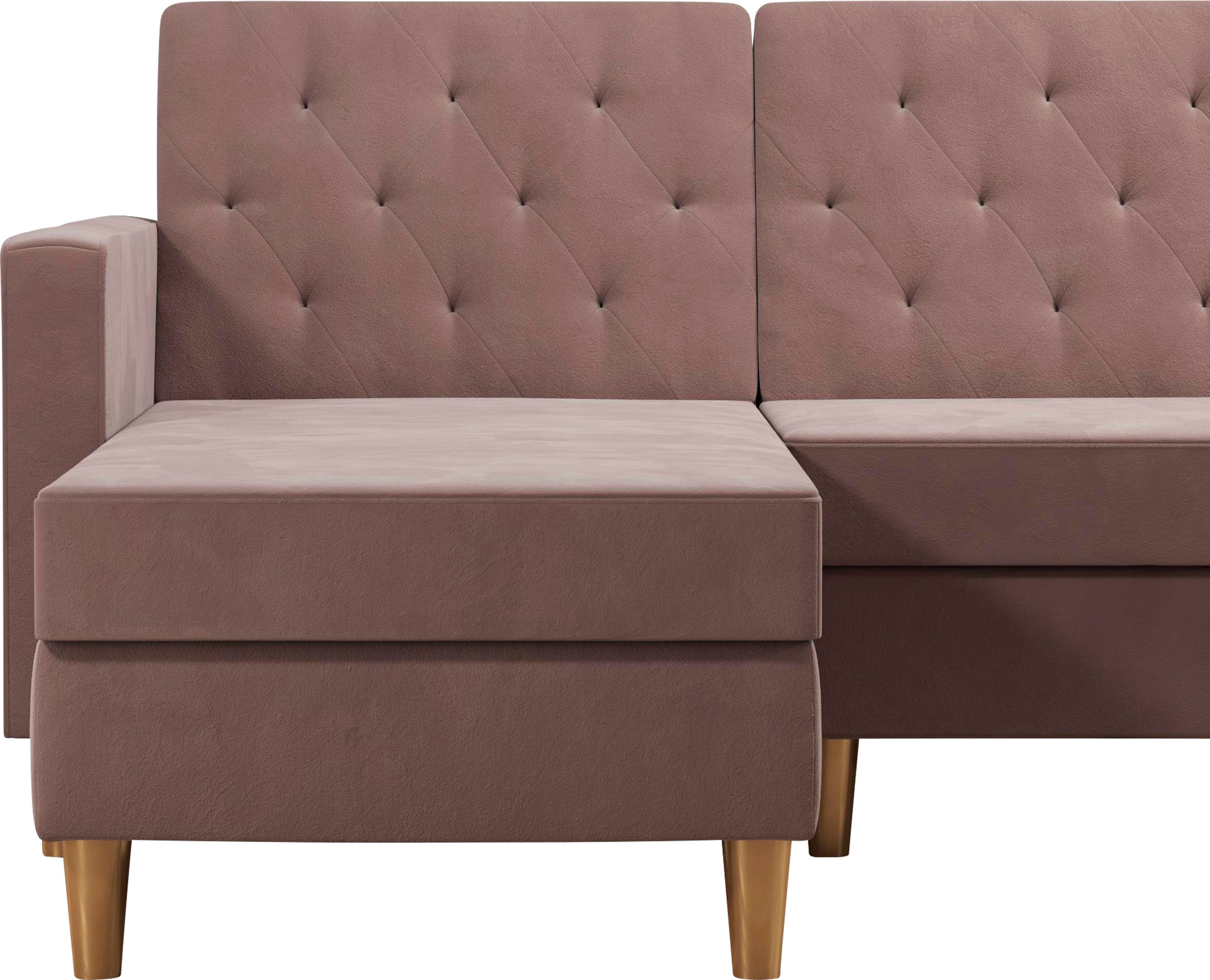 CosmoLiving by Cosmopolitan Hoekbank Liberty, L-vorm met slaapfunctie, récamier aan beide kanten te monteren, zithoogte 43 cm