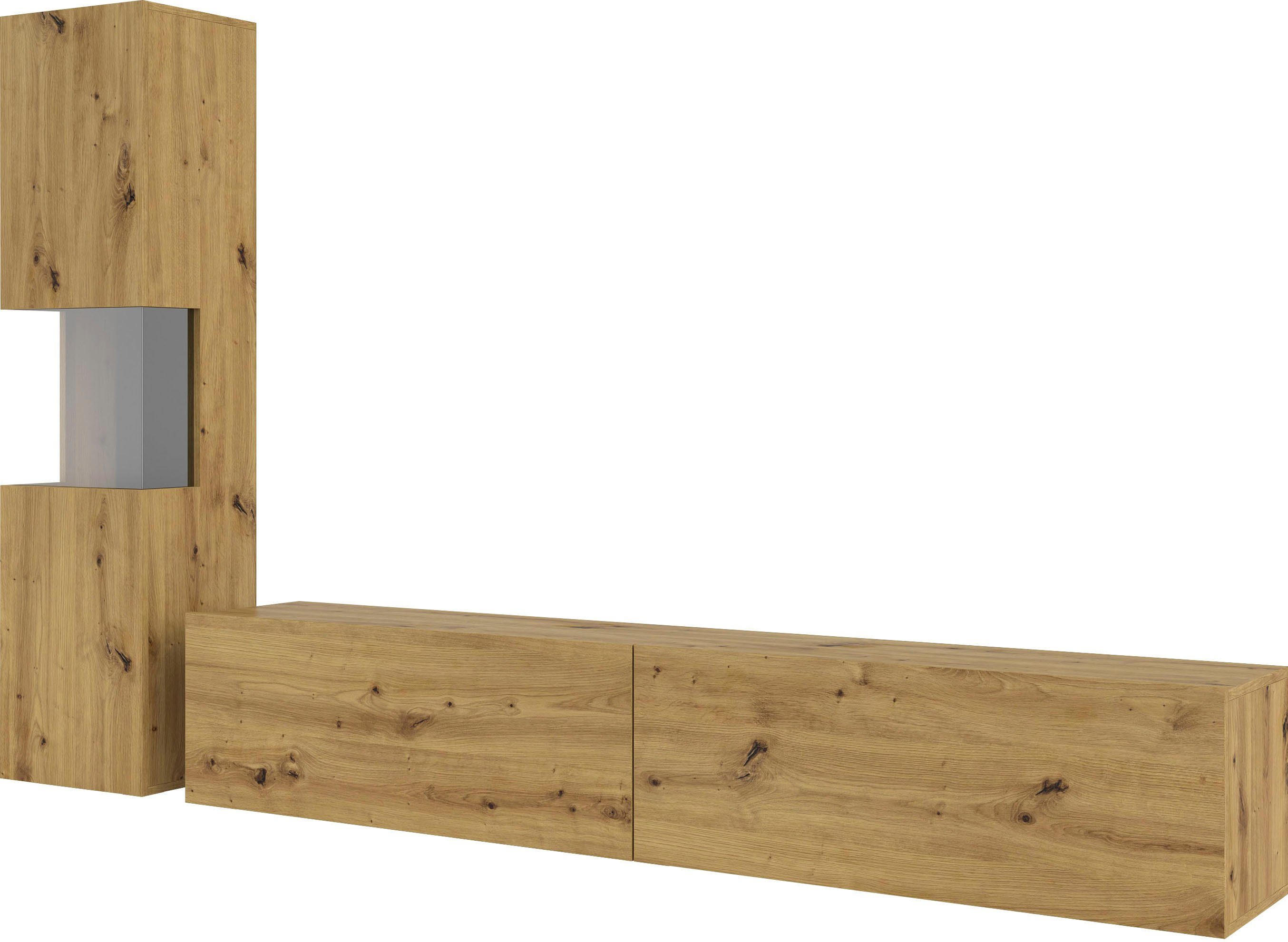 INOSIGN Wandmeubel Ava, woonkamer-set hangend/staand te monteren, vitrinekast, lowboard