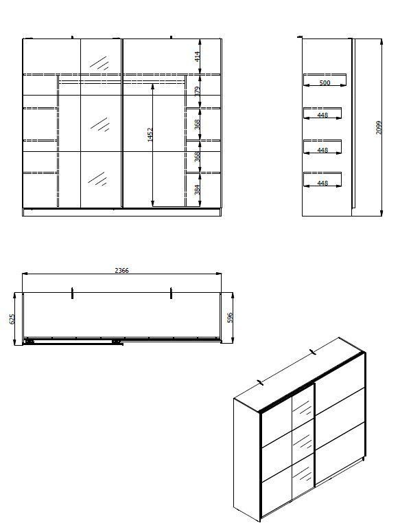 INOSIGN Zweefdeurkast Sierra kledingkast met spiegel linnenkast garderobe Topseller INCLUSIEF interne indeling, FSC®-gecertificeerd, OTTOs Choice