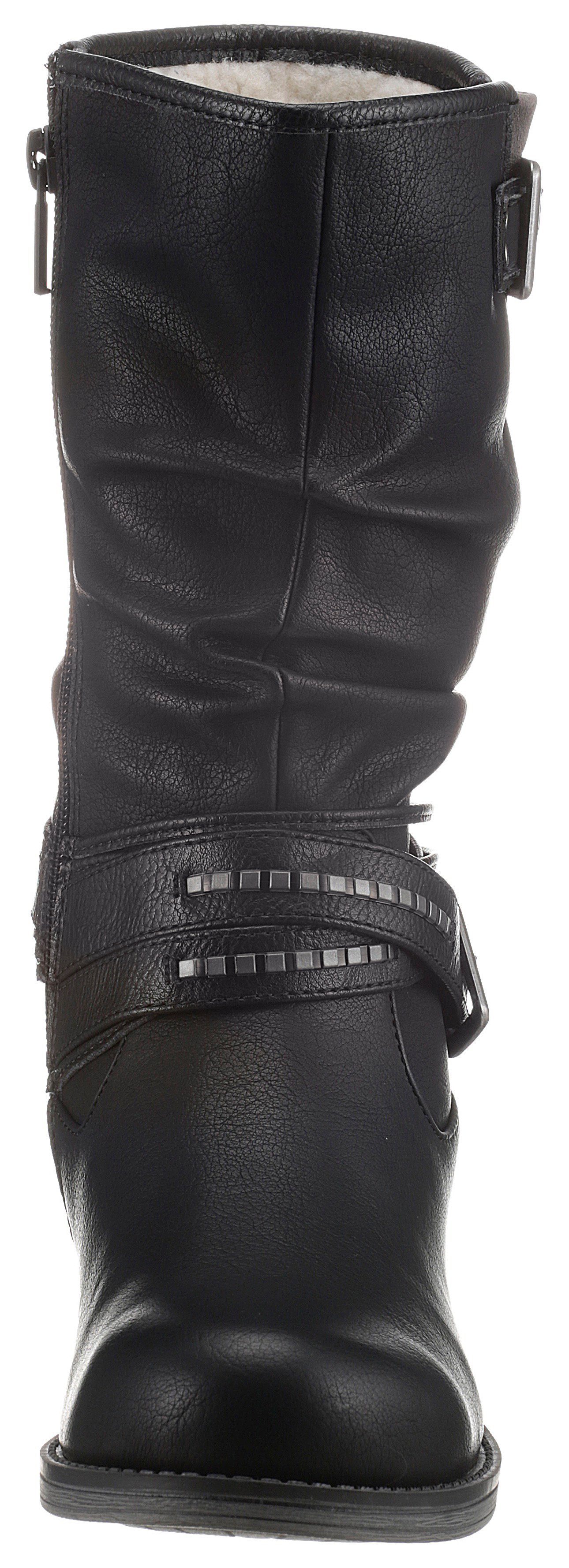 Mustang Shoes Winterlaarzen , enkellaarsjes, winterlaarzen met decoratieve gespen aan de slouchy schacht
