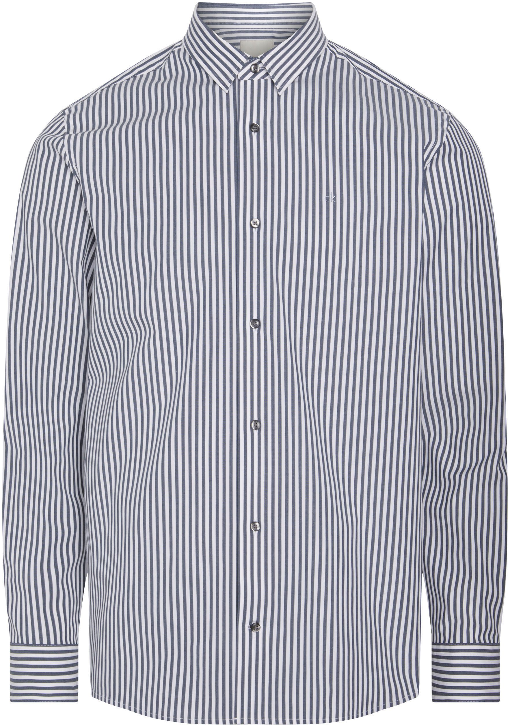 Calvin Klein Overhemd met lange mouwen POPLIN STRETCH STRIPE SHIRT met streepjespatroon en logoborduurwerk