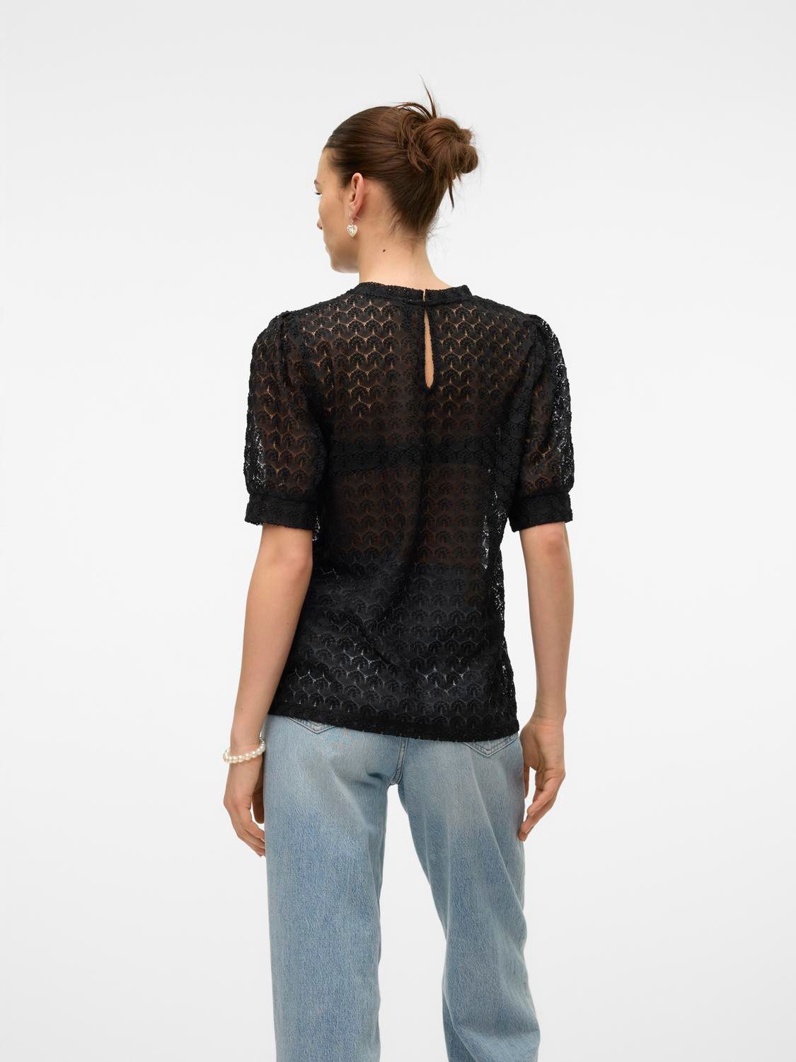 Vero Moda Shirt VMBECCA LACE SS O-NECK TOP JRS GA NOOS