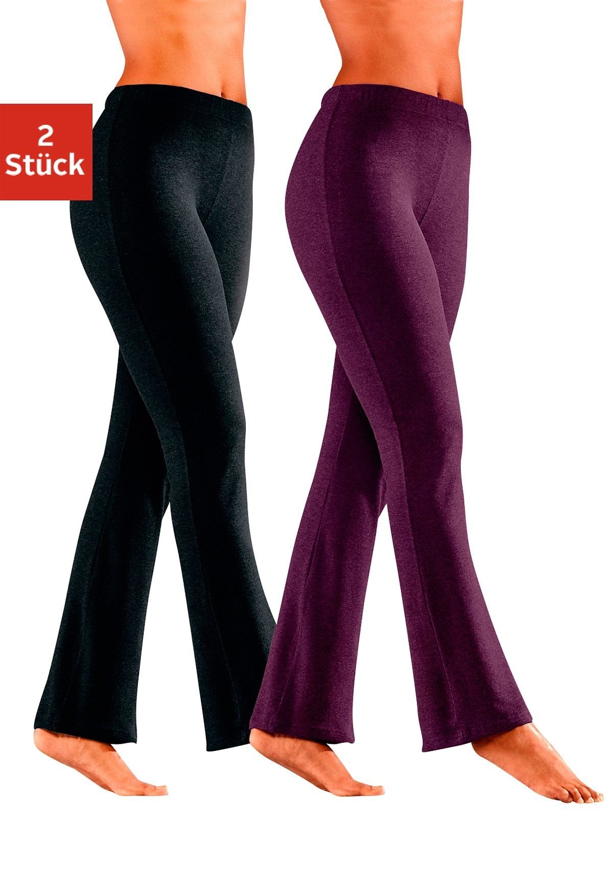 vivance active Jazzpants met licht uitlopende pijpen, loungewear (2-delig, Set van 2)